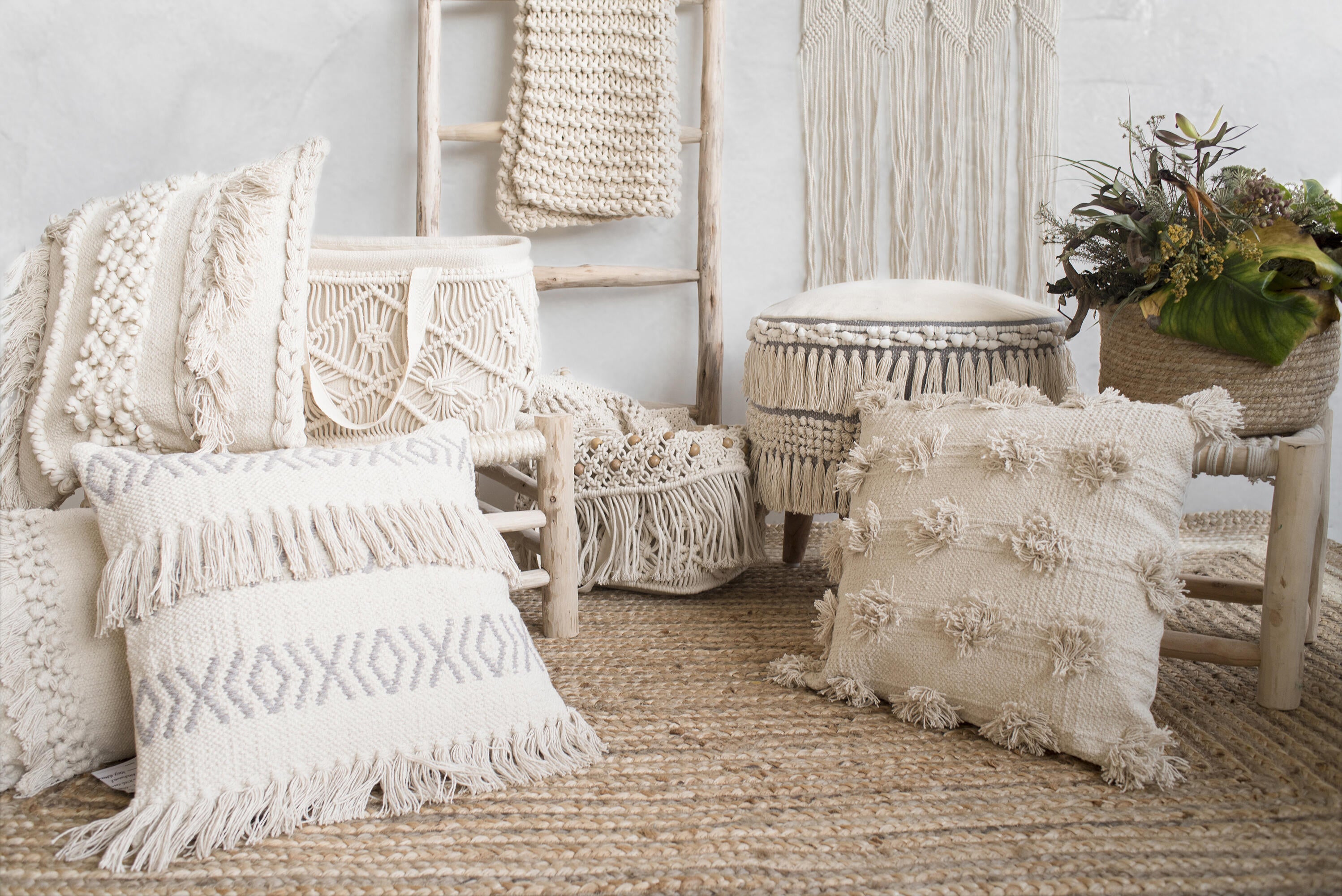 Cojín decorativo king blanco 45x45 cm