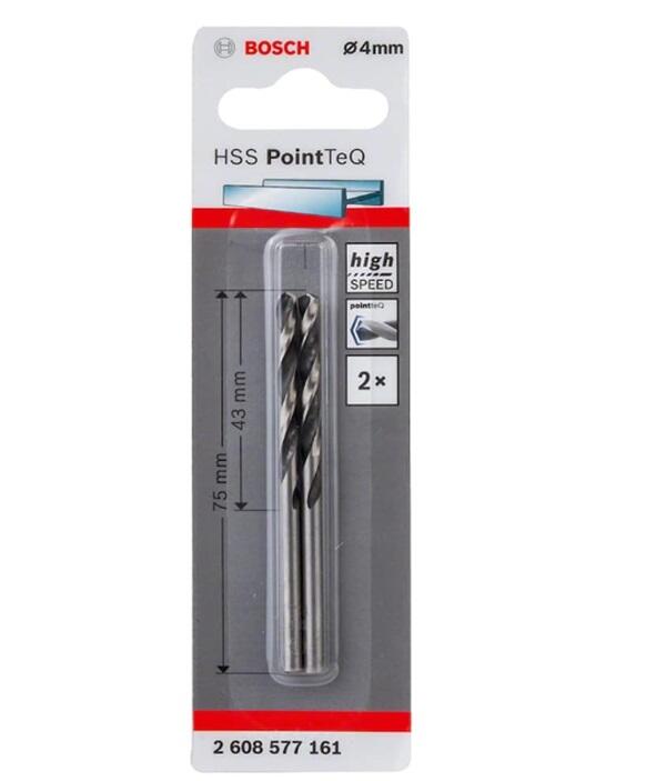 2 broca para metal ø 4 x l. 75 mm bosch hss pointteq din338