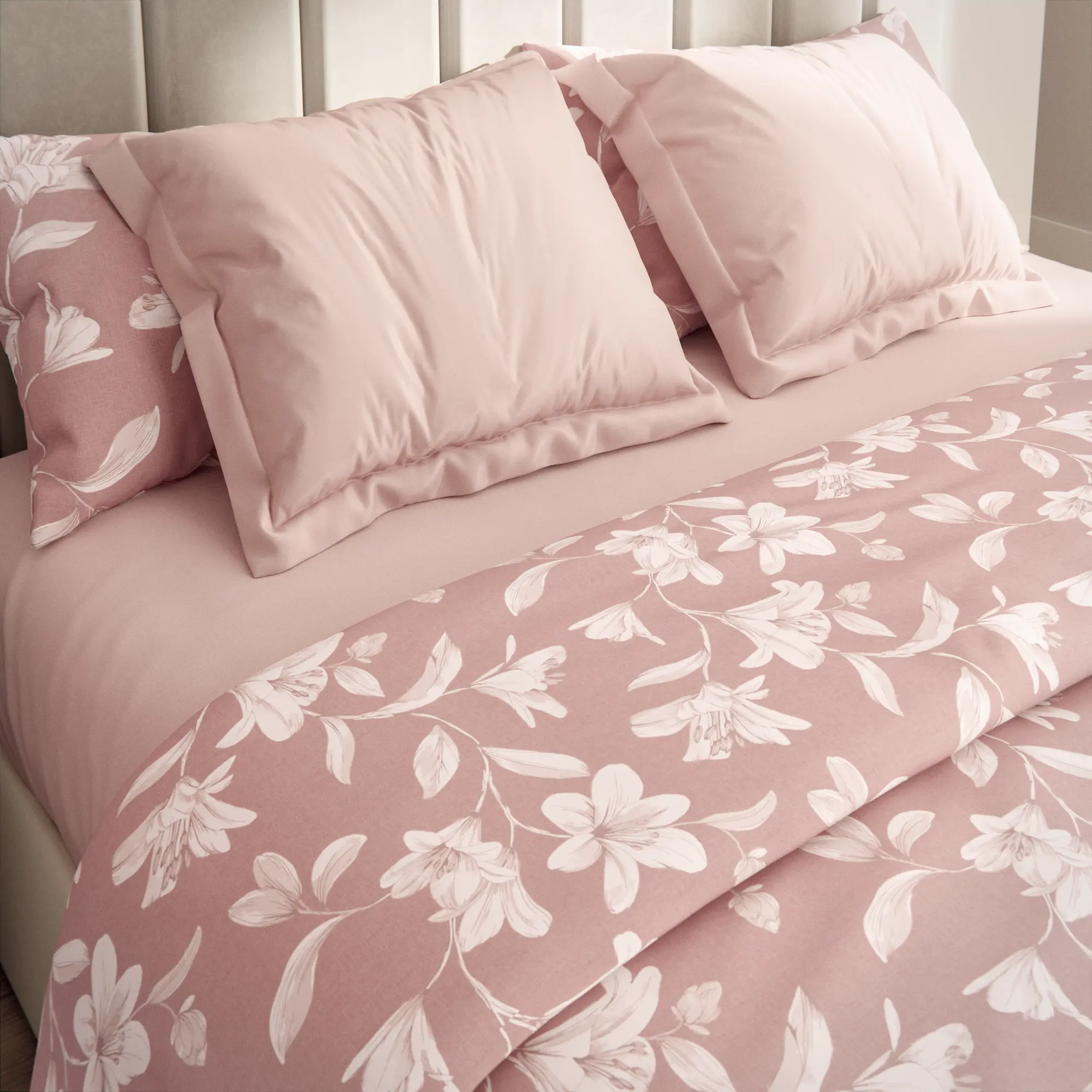Funda para cuadrante de cama   algodón 144 hilos Esencial rosa palo 60 x 60 cm - 2