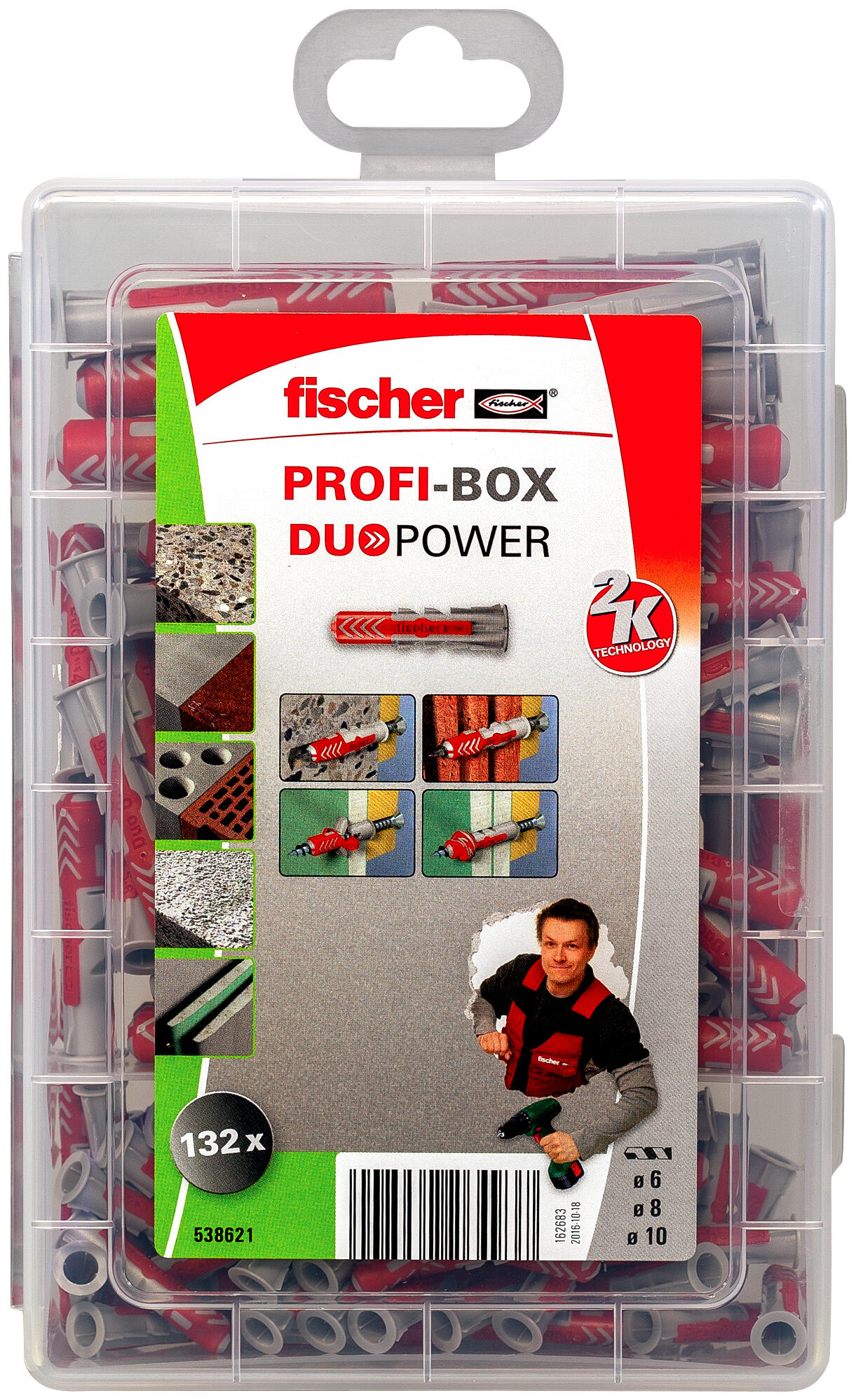 Assortiment de chevilles Profi-box Duopower FISCHER,  Ø6, 8 et 10mm x L.30 mm - 10