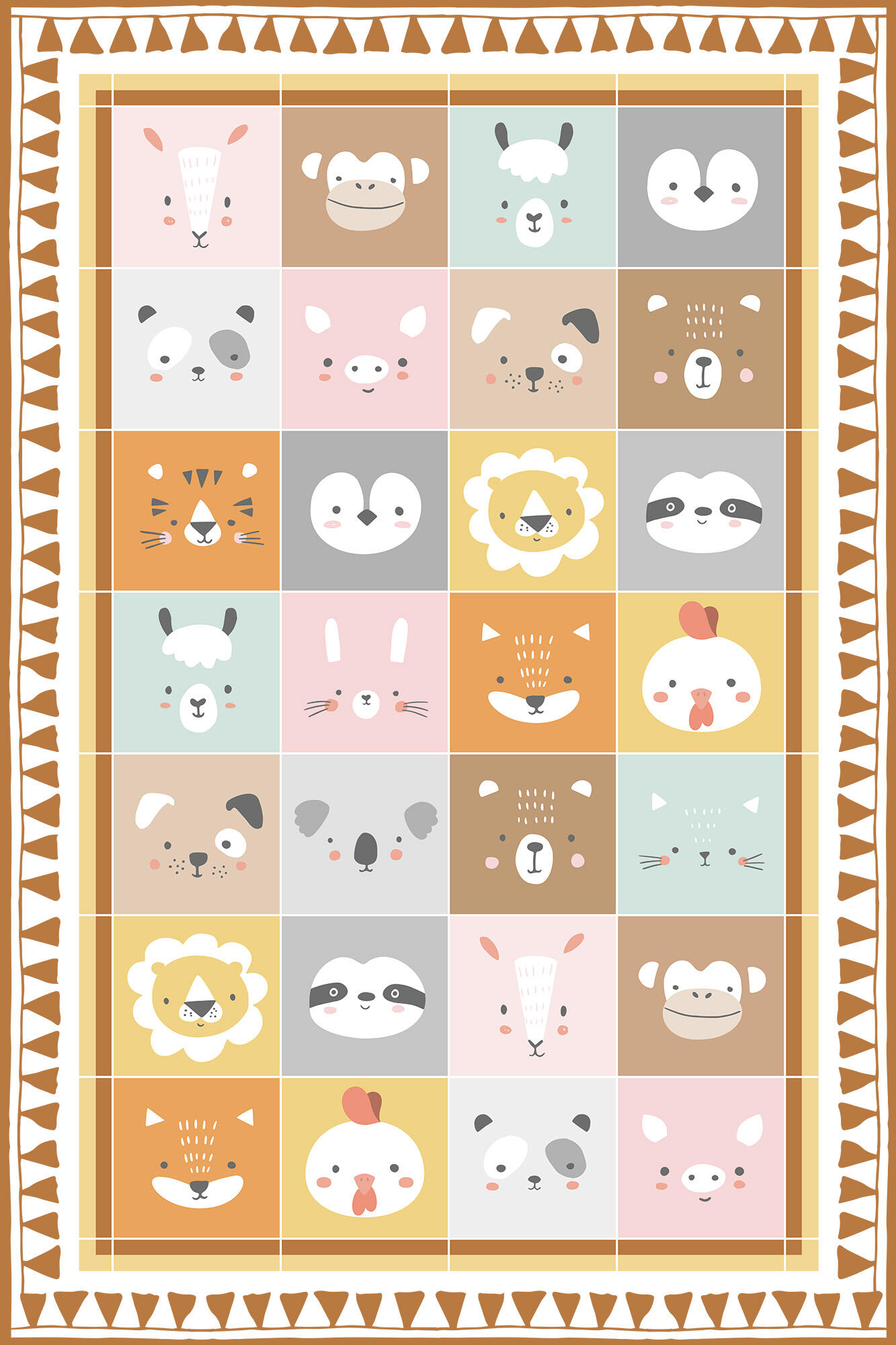 Alfombra exterior/interior pvc tejido plano base antideslizante animal hydraul multicolor 120x180cm