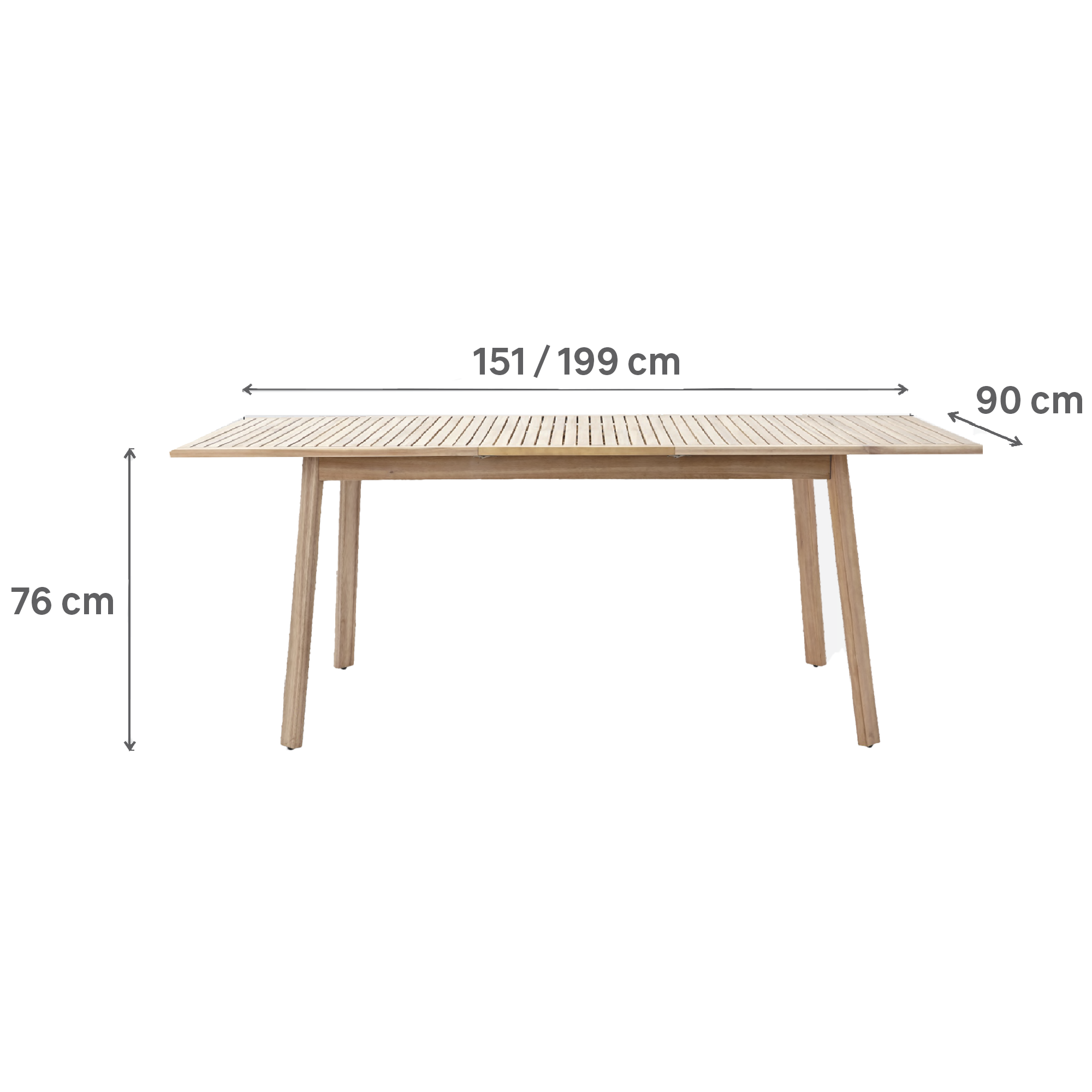 Mesa de jardín extensible de madera Solis marrón de 150/200x75x90 cm - 2