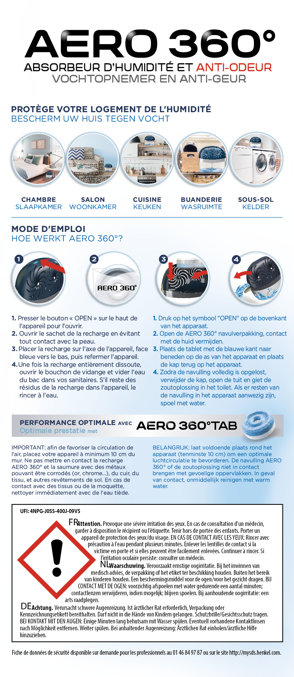 Absorbeur d'humidité RUBSON Aéro 360° avec 1 recharge 900g, 40 m² - 6