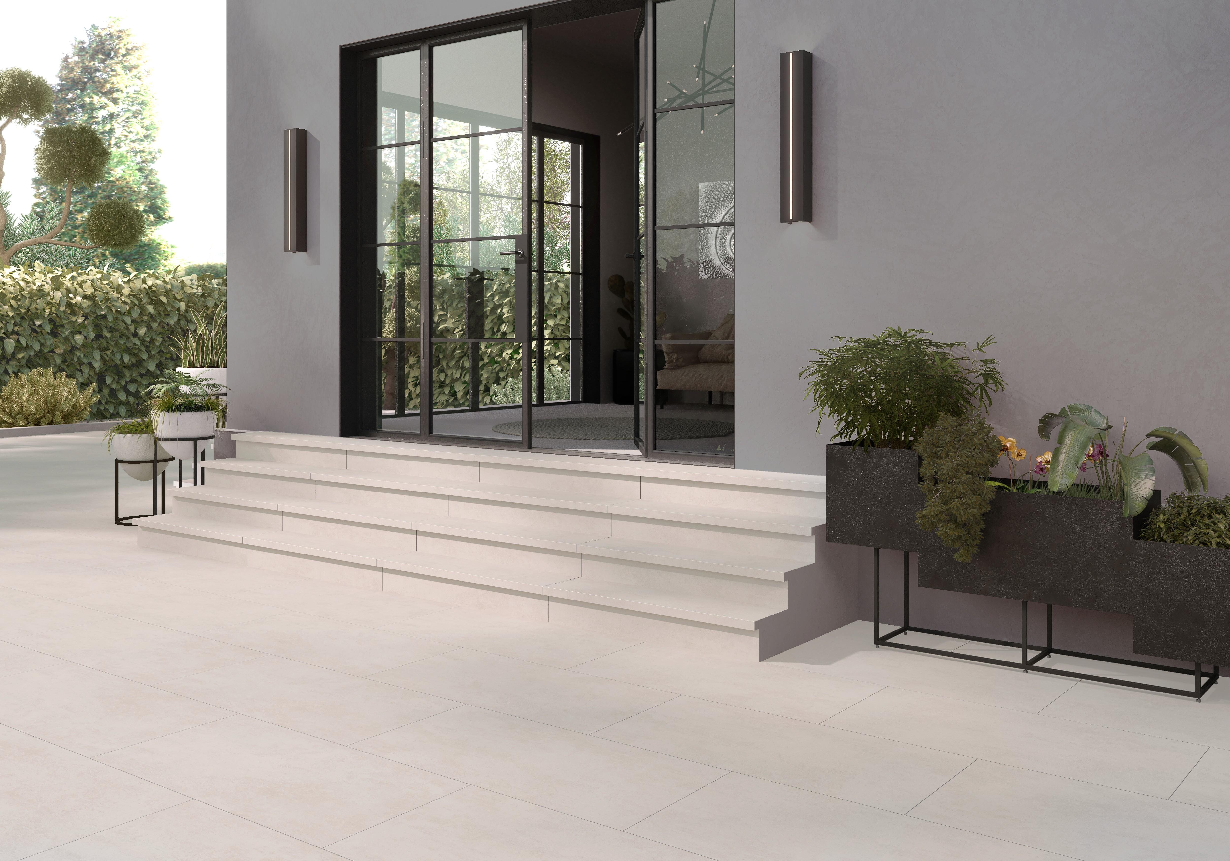 Peldaño gres porcelánico Martins efecto cemento blanco 120x32cm espesor 12mm ARTENS - 5