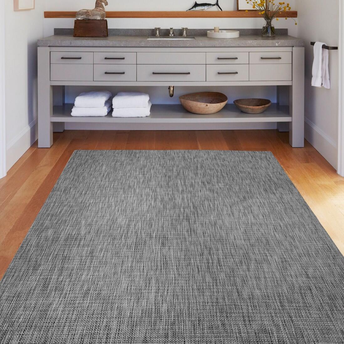 Alfombra pie de cama exterior/interior pvc tejido plano  base antideslizante Denon 001/233 liso gris  60x120cm - 2