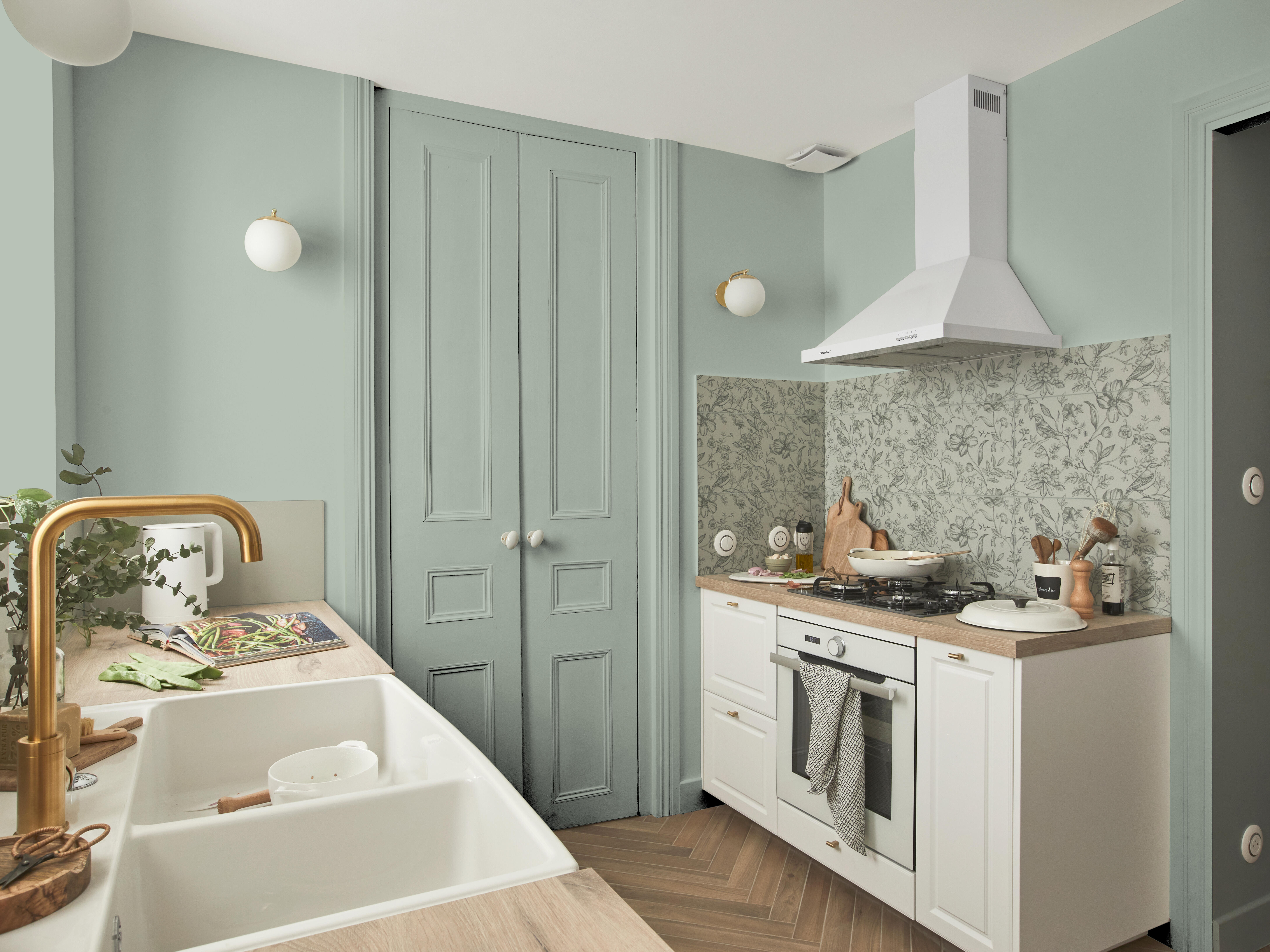 Peinture mur, boiserie sage 5 satin LUXENS Cuisine et bain 0.75L - 3