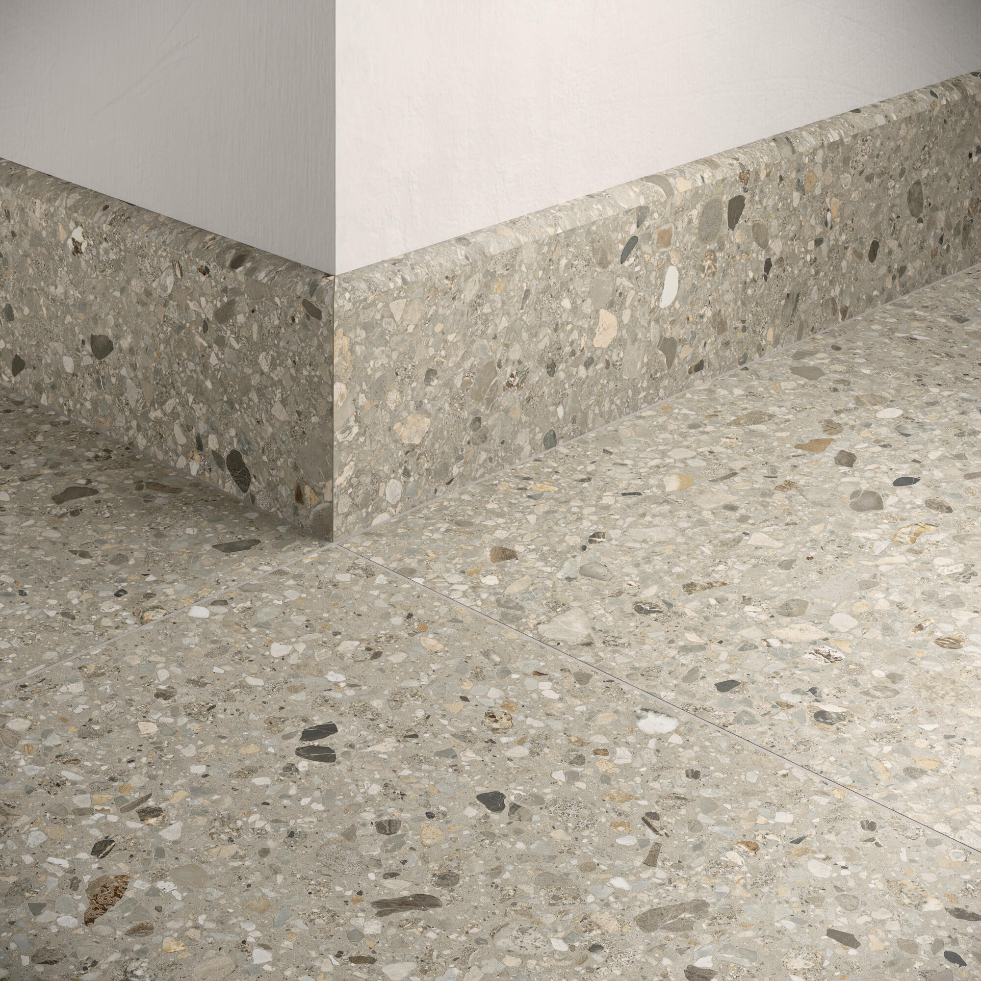 Plinthe Essentiel, terrazzo gris x L. 60 cm, Ep.8.5 mm - 2