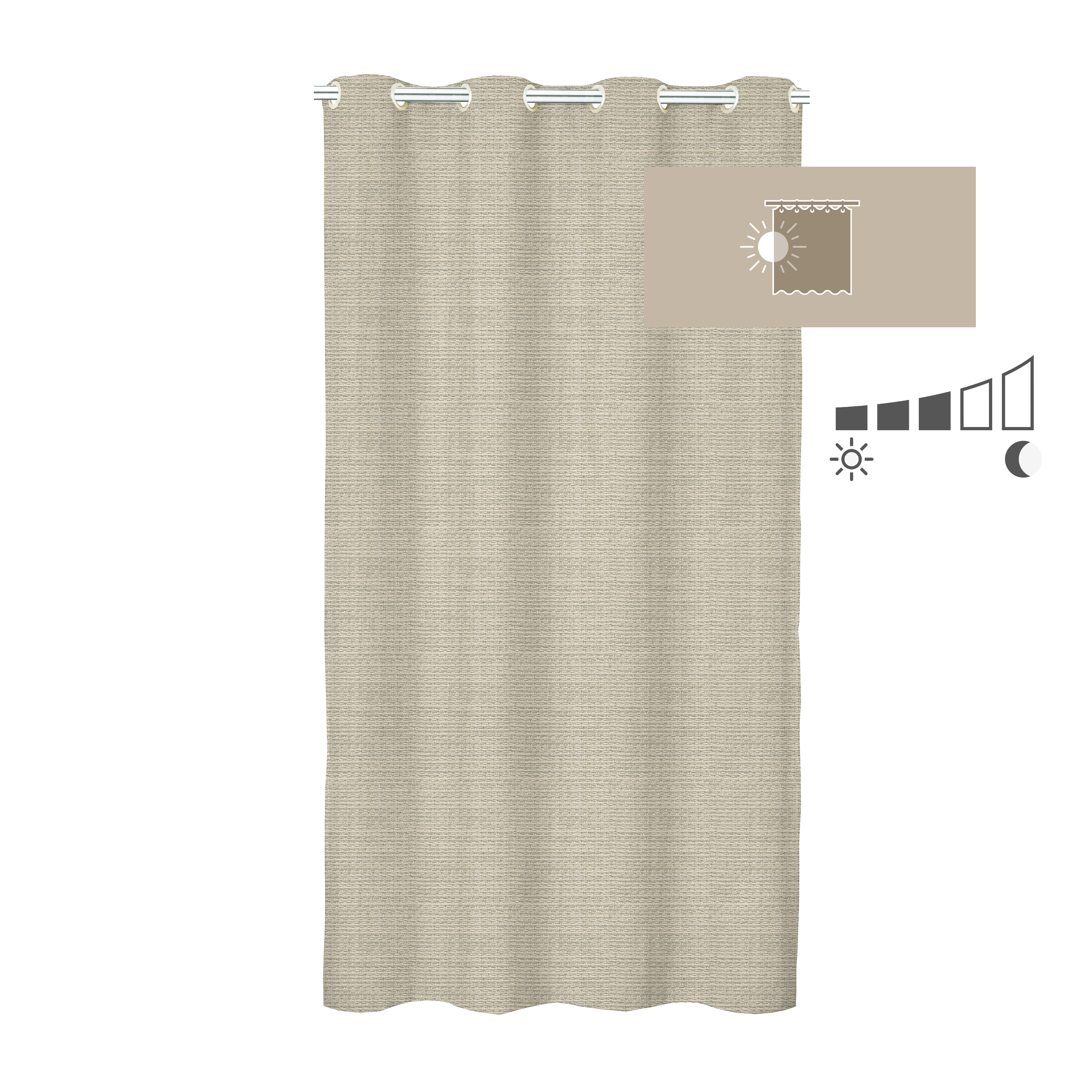 Rideau tamisant, Maille, beige H.250 x l.140 cm INSPIRE - 2