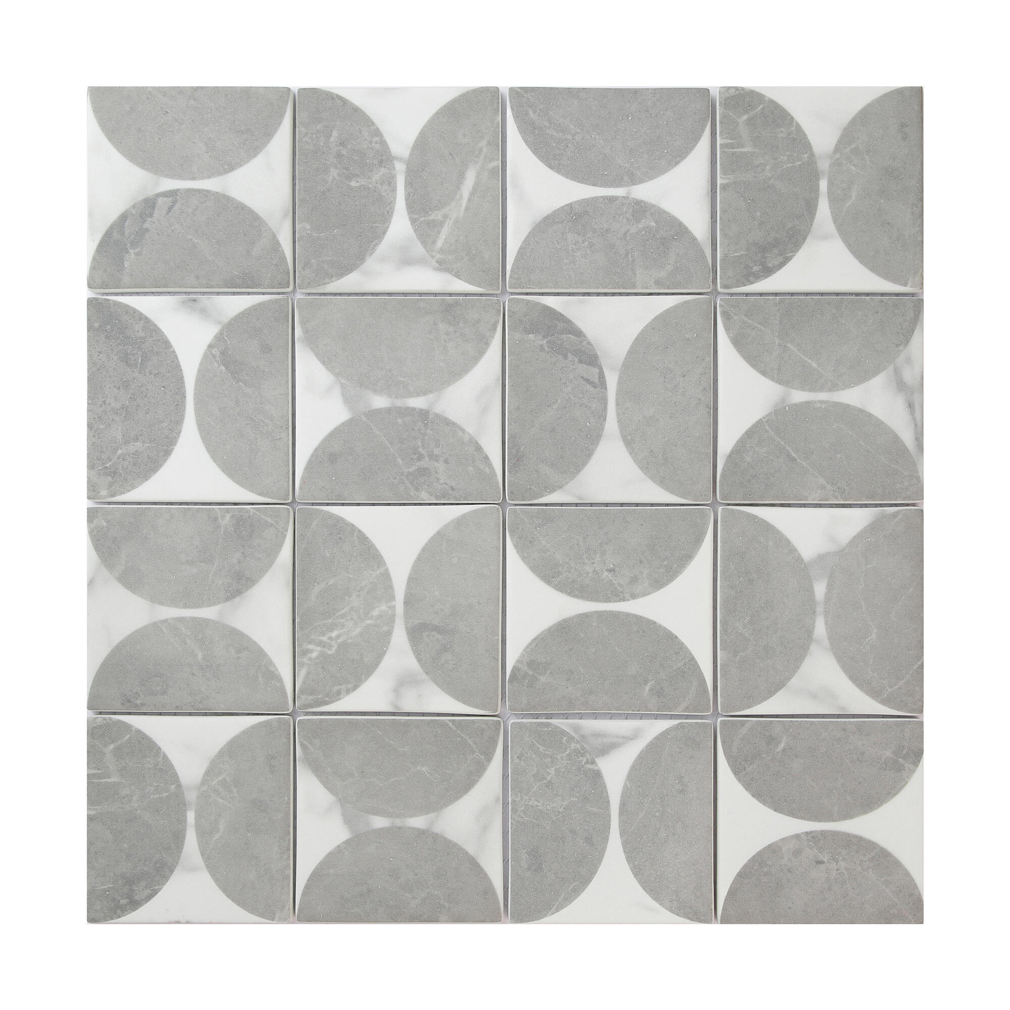 1 plaque de mosaïque mur Posio verre effet carreau de ciment blanc, gris 29.8 x - 6