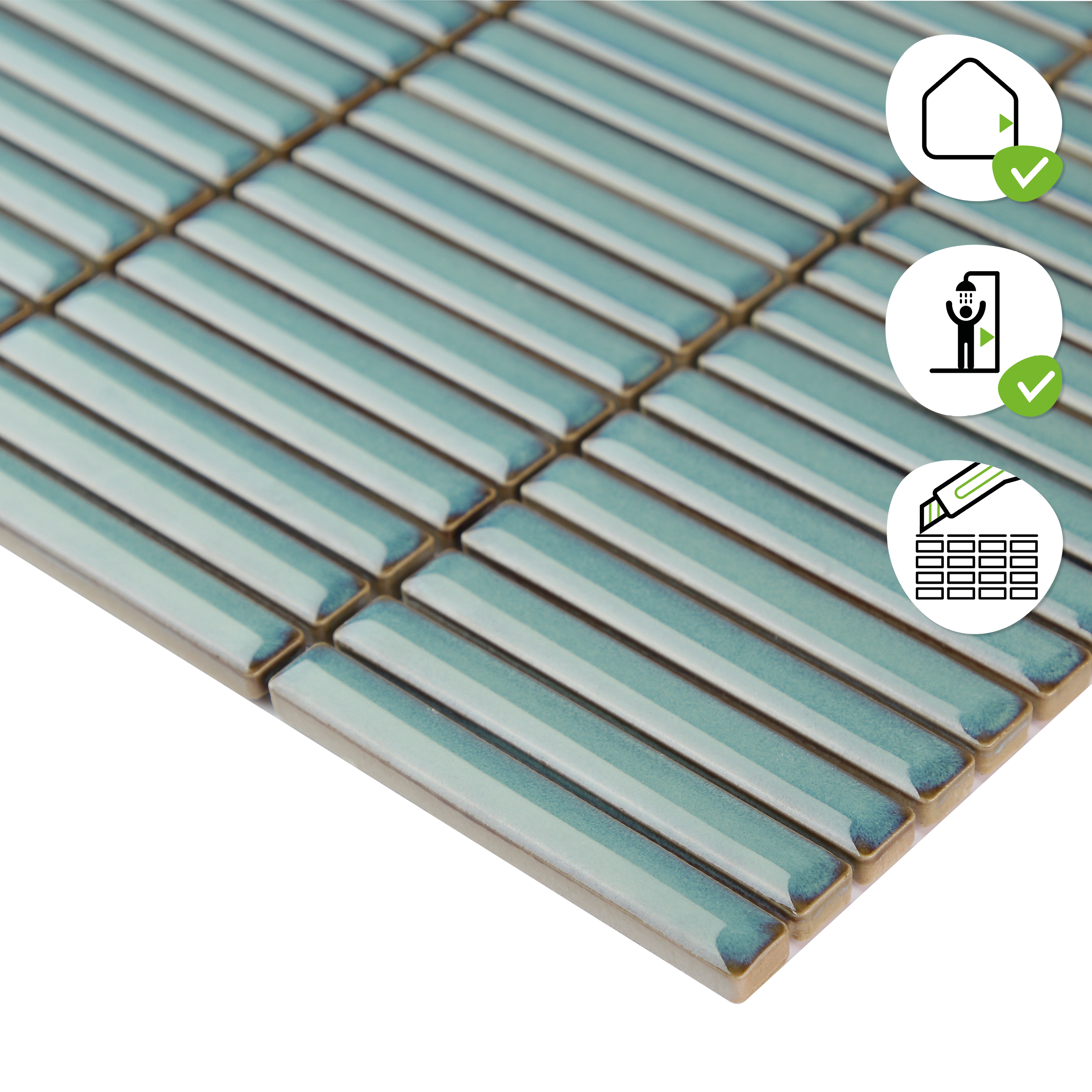 Mosaïque mur Citia porcelaine bleu céladon 30.6 x 28 cm ARTENS - 5