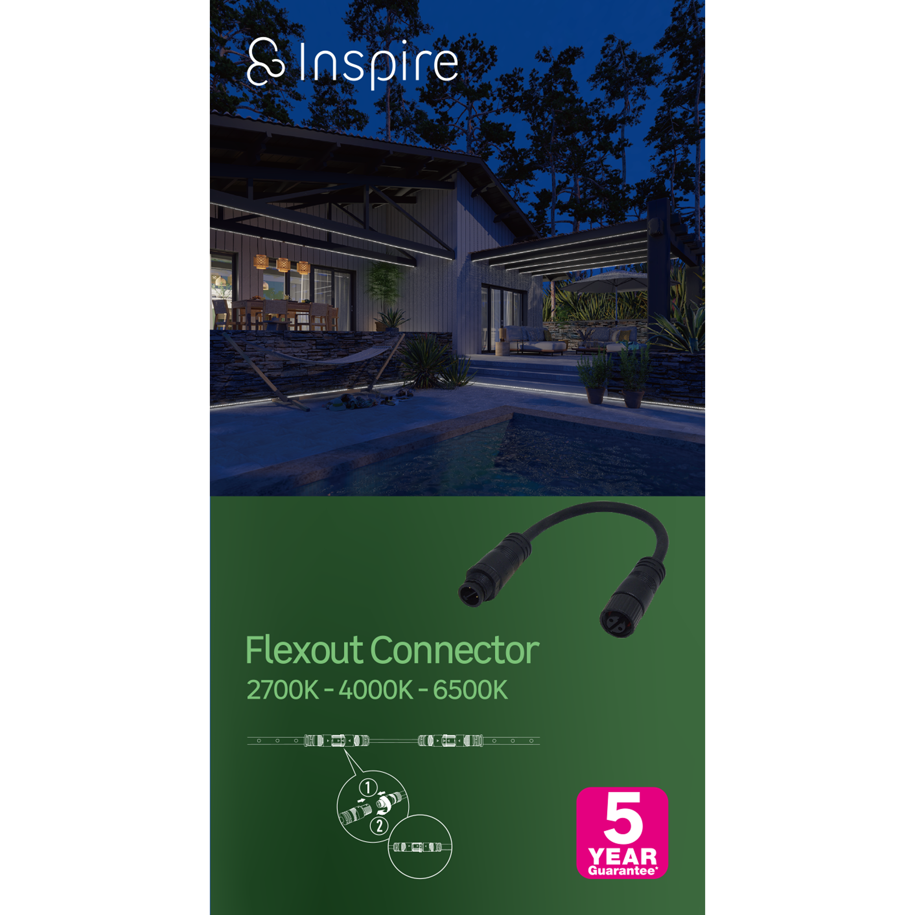 Connecteur 20 cm pour Ruban LED Flexout 4000 Kelvins blanc neutre INSPIRE - 4