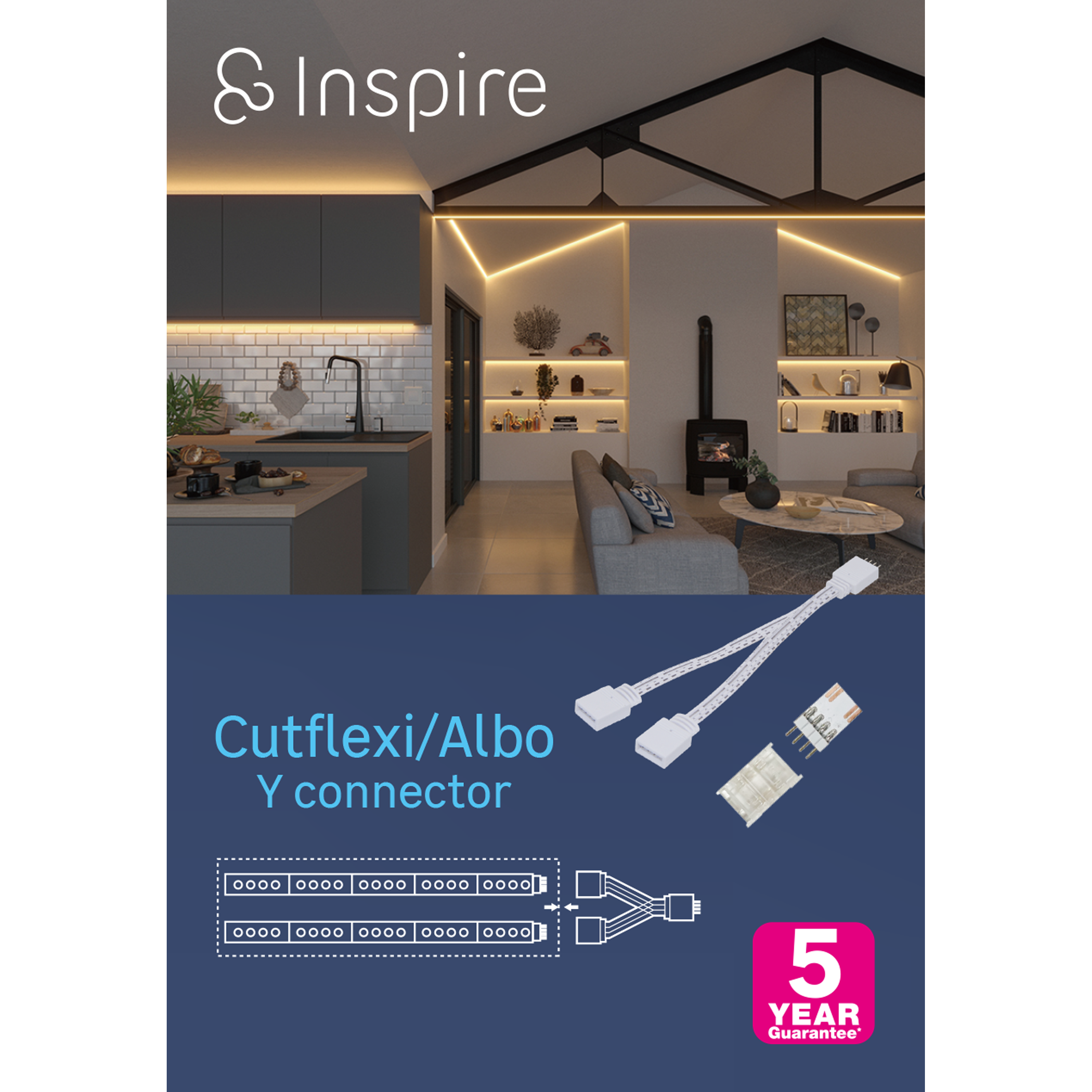 Lot de 1 connecteur Y + 1 plat pour Ruban LED Cutflexi ou Albo INSPIRE - 2