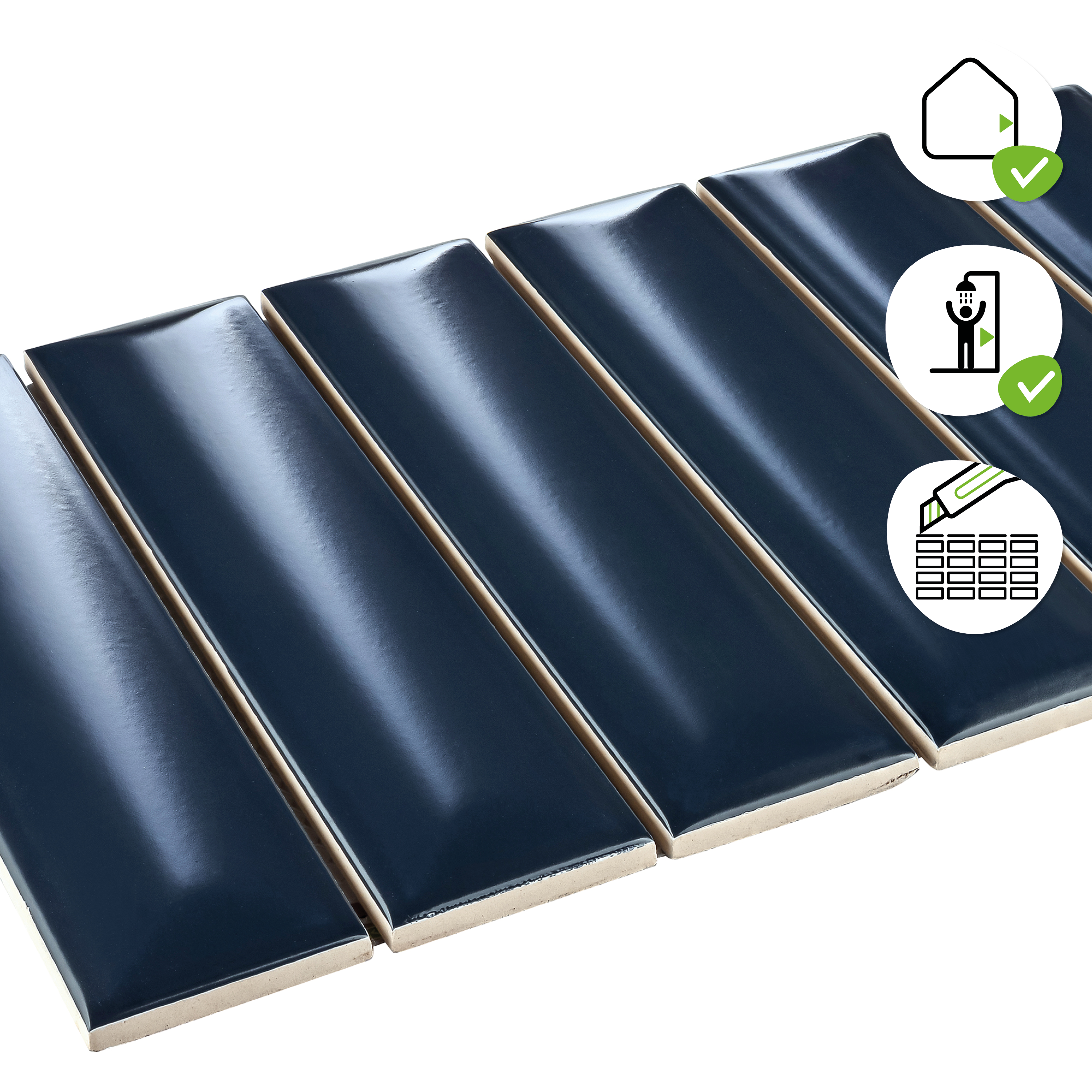 Mosaico in ceramica Bump blu opaco L 31.5 x L 20cm x Sp. 13 mm - 7