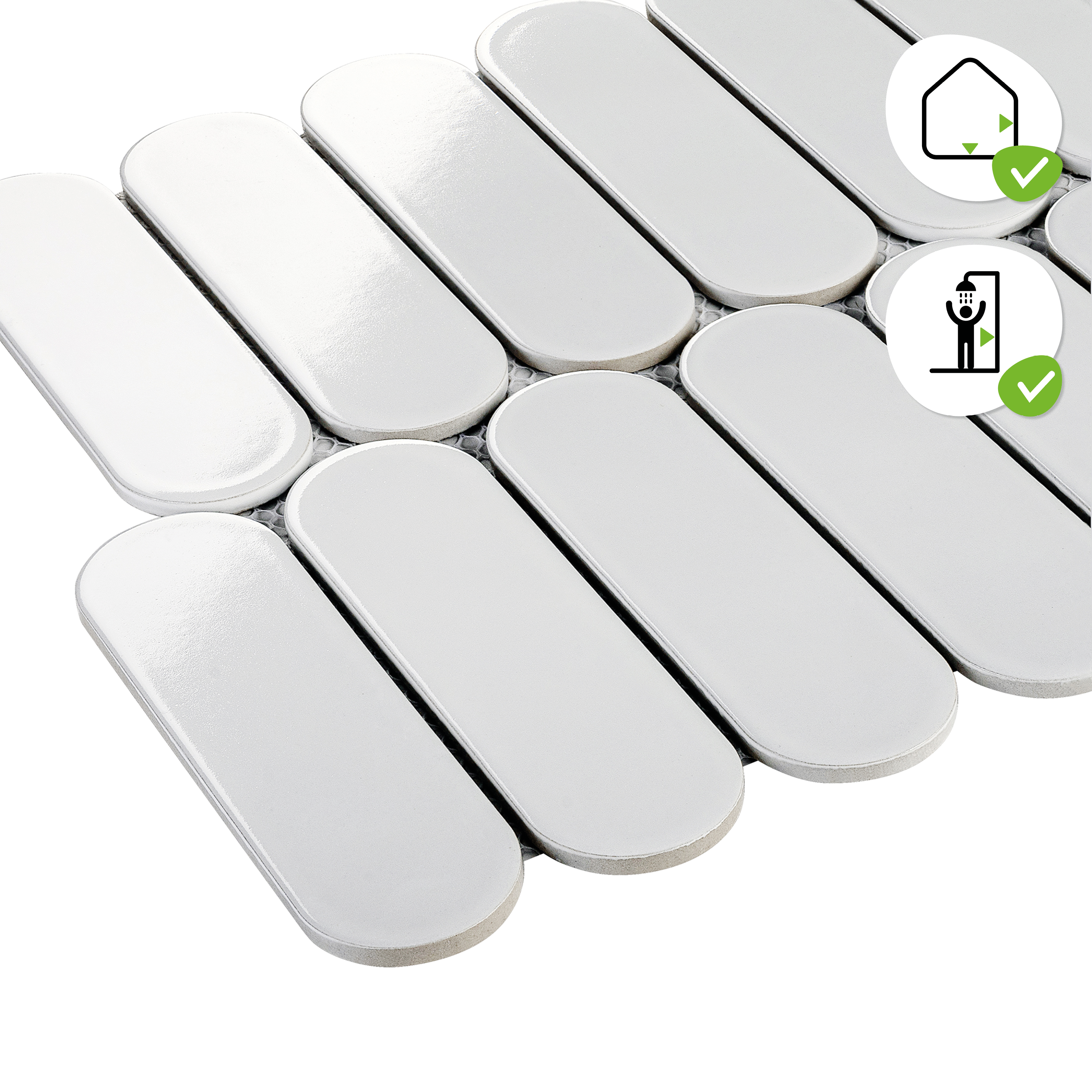 1 plaque de mosaïque mur Gelule porcelaine blanc 29.6 x 29 cm ARTENS - 2
