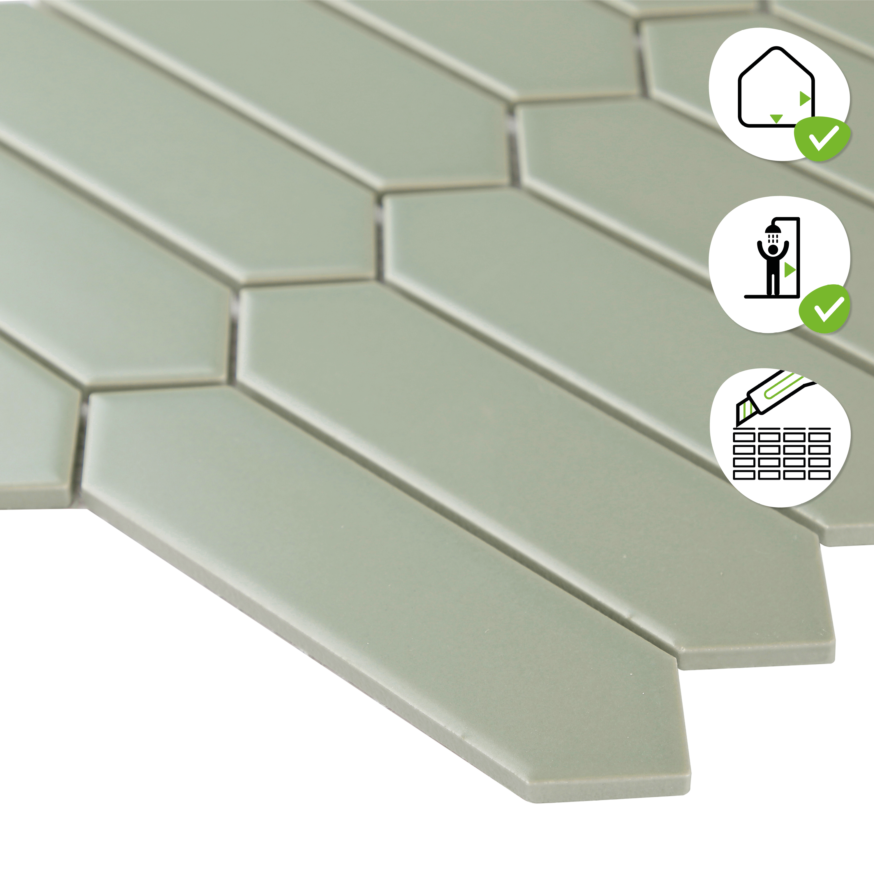 Mosaïque mur / sol Orom porcelaine vert 28.4 x 26.6 cm ARTENS - 5