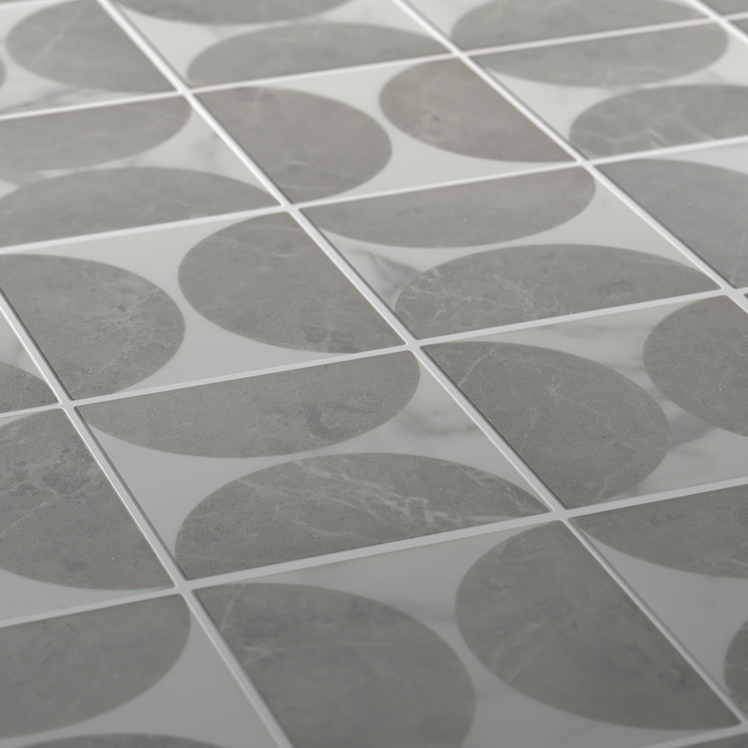 1 plaque de mosaïque mur Posio verre effet carreau de ciment blanc, gris 29.8 x - 4