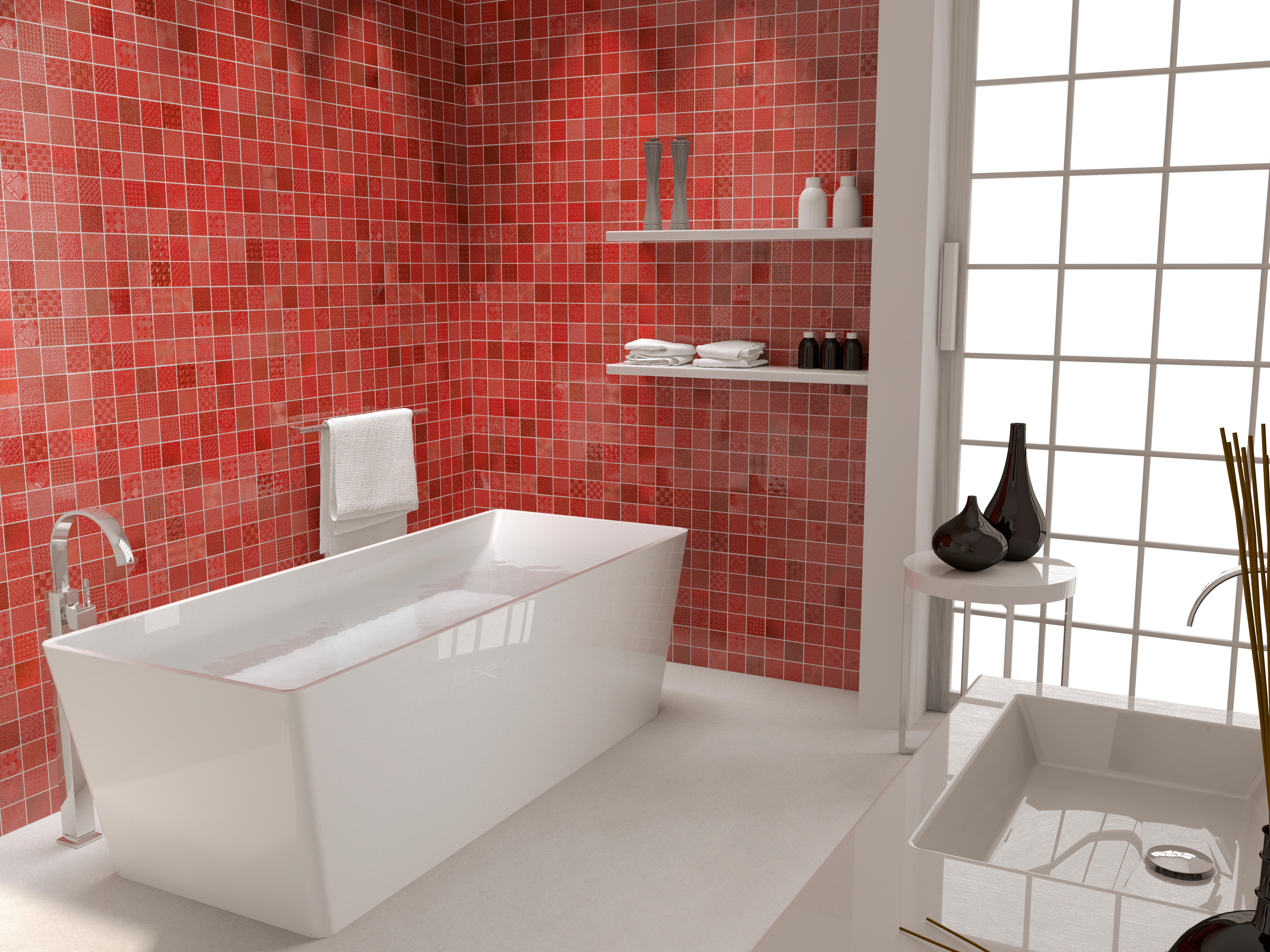 Azulejo cardiff efecto rojo 33x33 cm