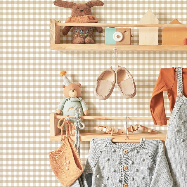 Papier peint intissé Babyland carreaux vichy beige