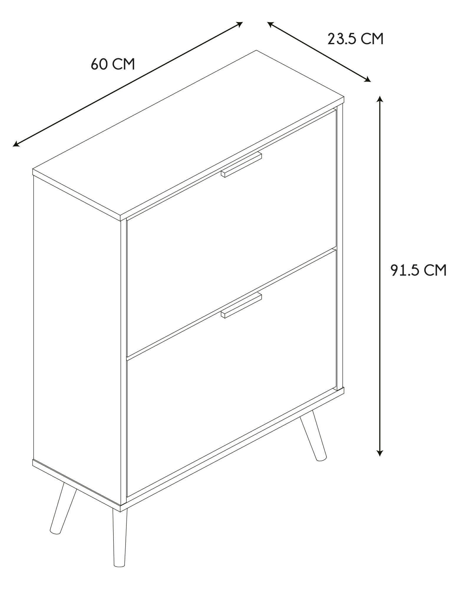 Sapateira 2 gavetas madeira branco 91,5x60x23,5 cm - 5