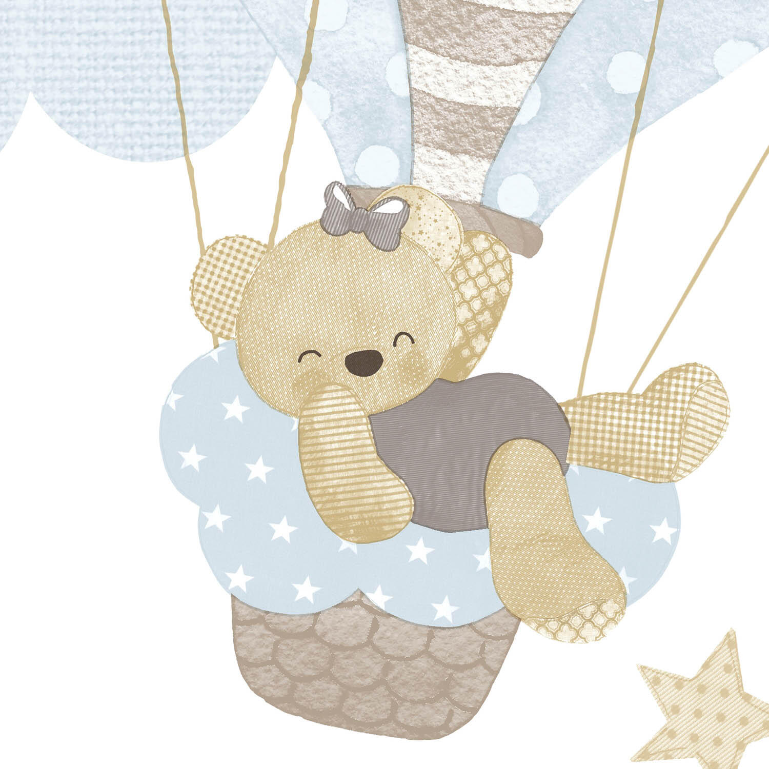 Papier peint intissé Babyland ourson blanc, bleu - 4