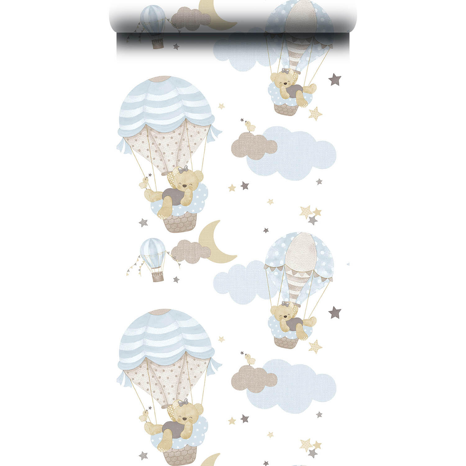 Papier peint intissé Babyland ourson blanc, bleu - 2