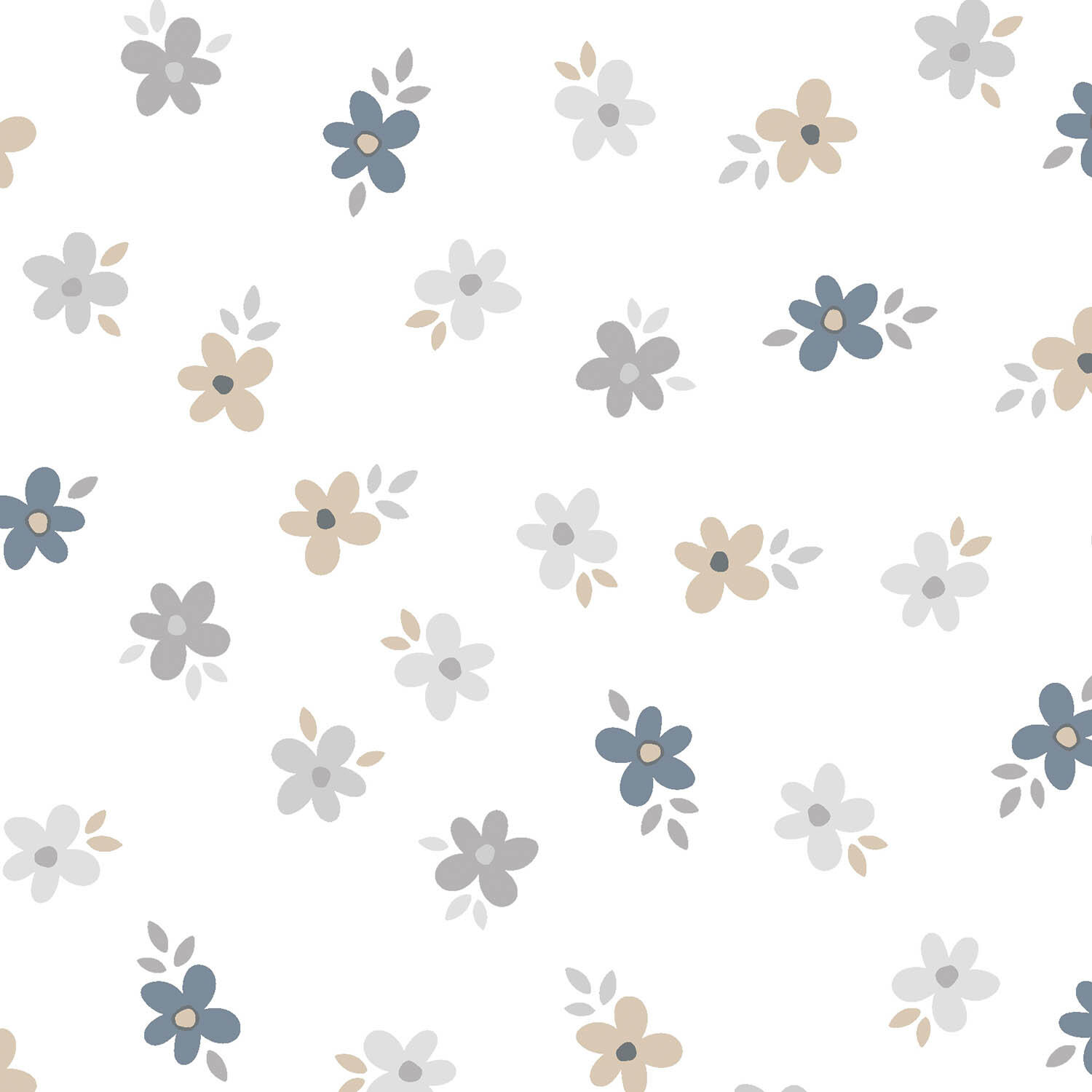 Papier peint intissé Babyland fleurettes blanc, bleu - 2