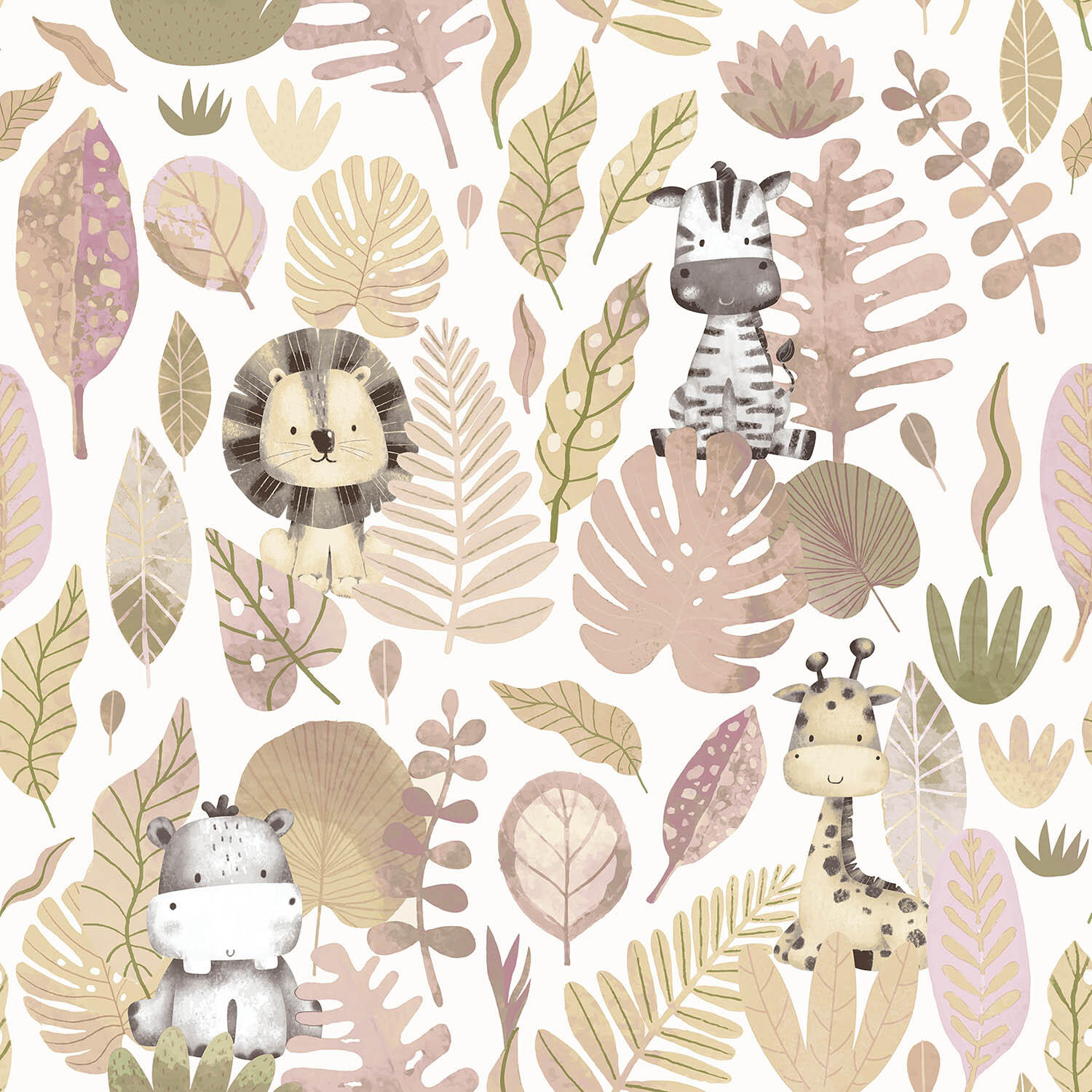 Papier peint intissé Babyland savane rose, blanc - 2