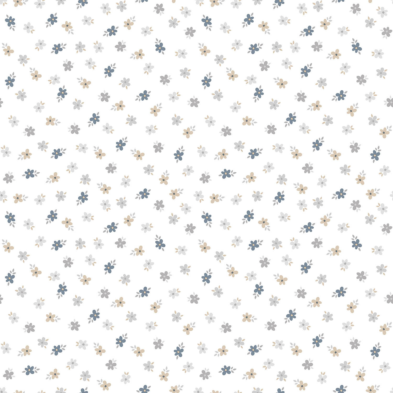 Papier peint intissé Babyland fleurettes blanc, bleu - 3