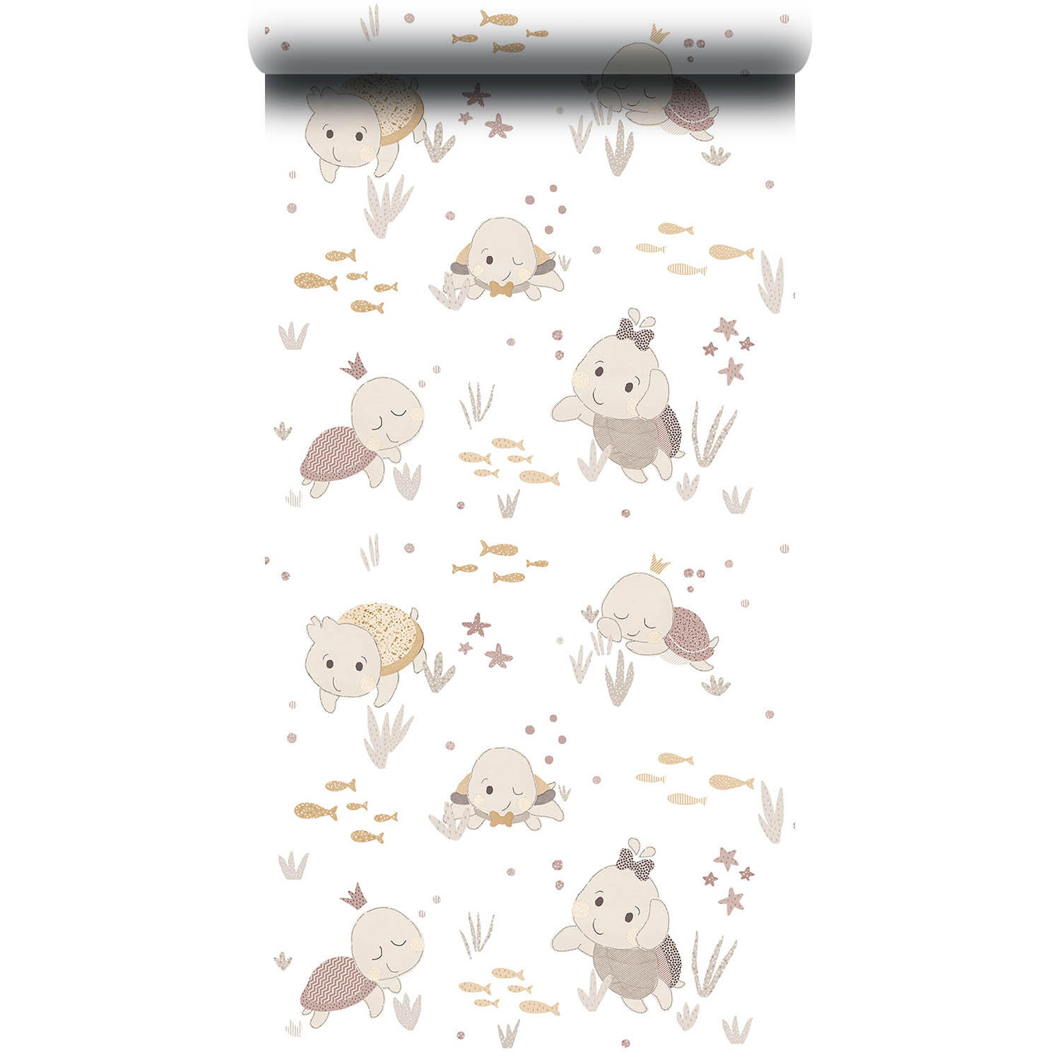 Papier peint intissé Babyland tortues blanc, rose - 2