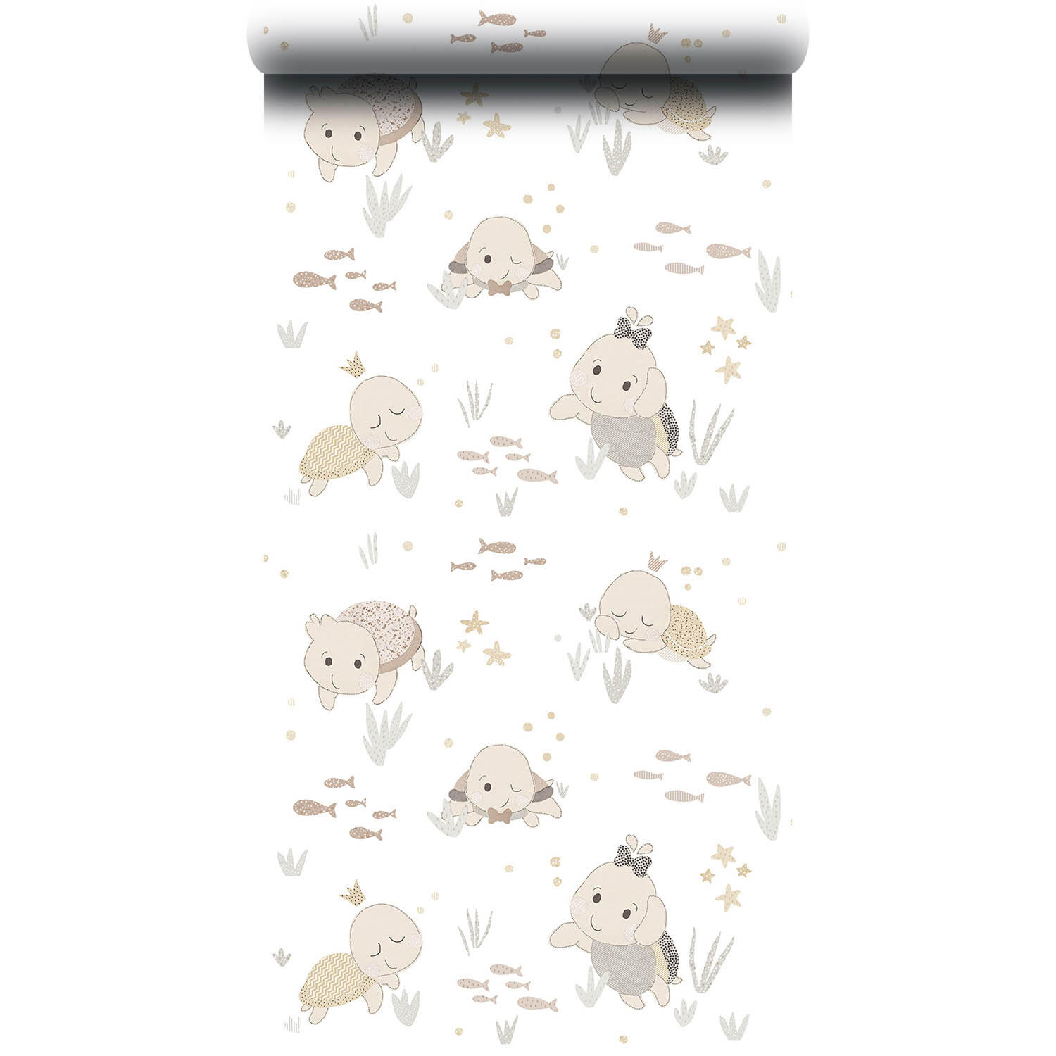 Papier peint intissé Babyland tortues blanc, beige - 2