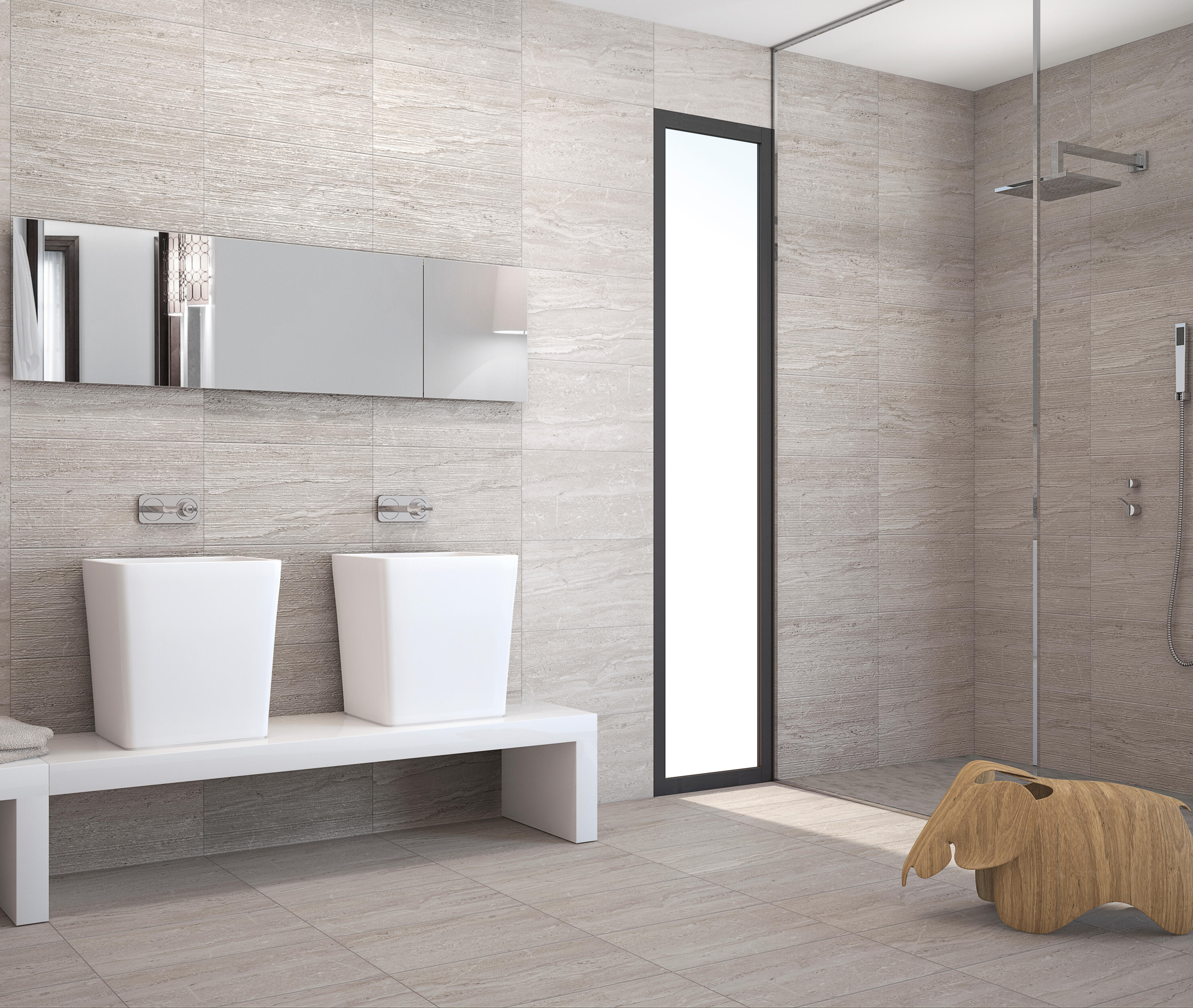 Azulejo porcelánico olbia efecto mármol, piedra beige 31x56 cm