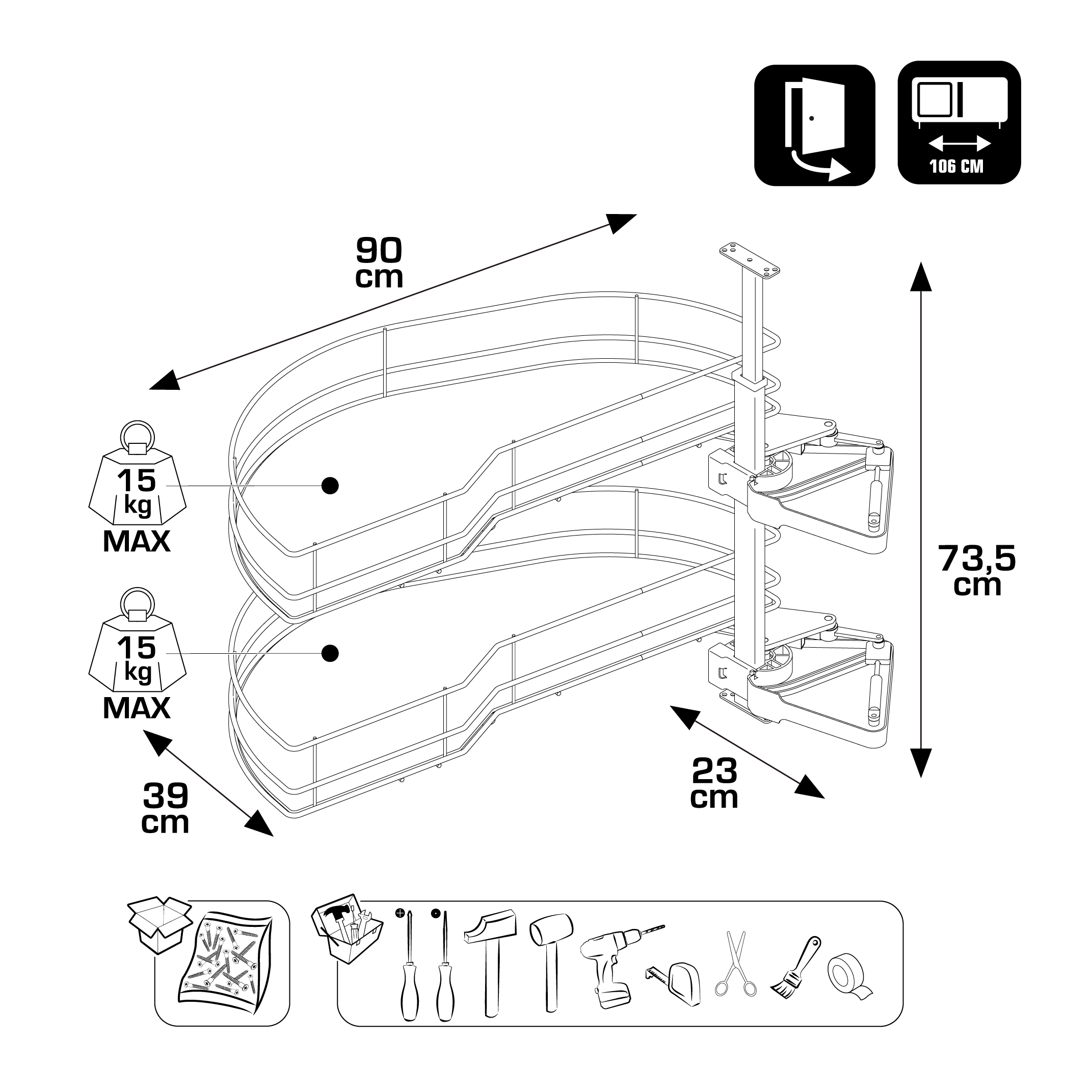 Rangement d'angle pour meuble d'angle bas - 3