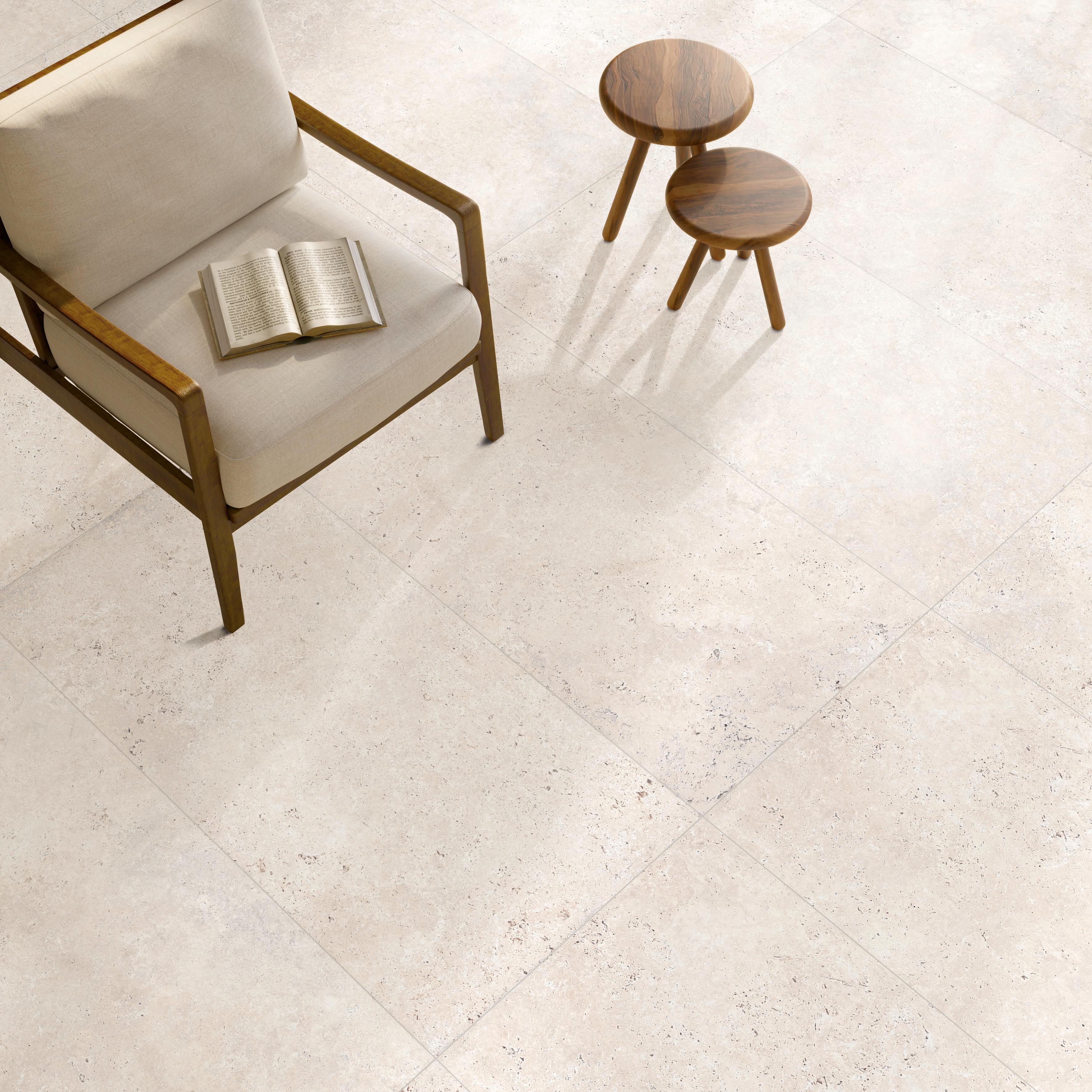 Carrelage mur/ sol intérieur effet travertin blanc Avertino l.60 x L.120 cm - 3
