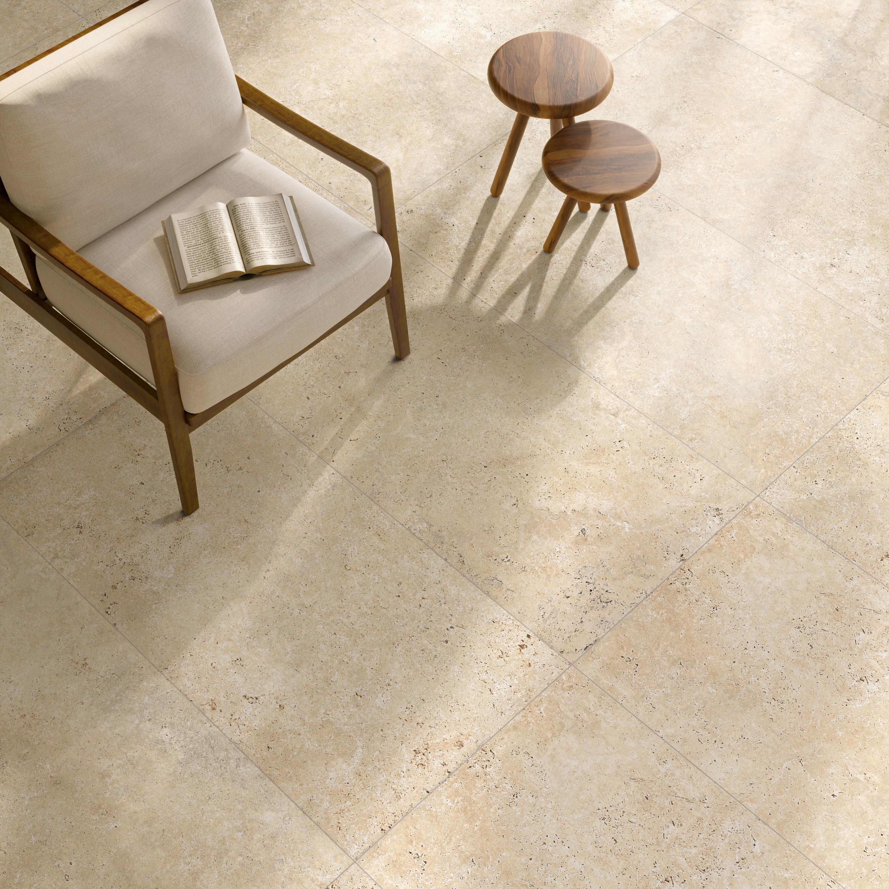 Carrelage sol intérieur effet travertin ivoire Avertino l.60 x L.120 cm - 3