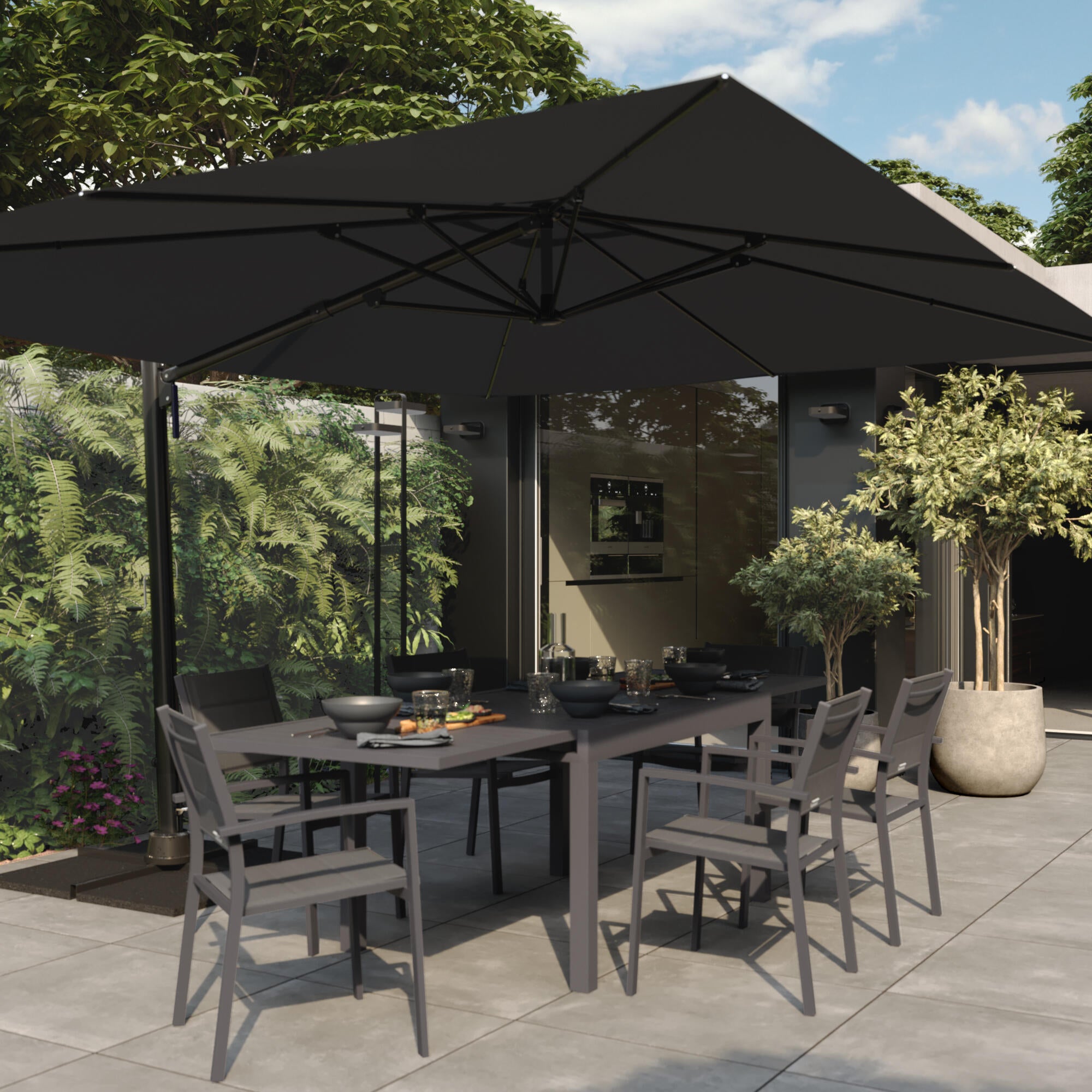 Table de jardin en aluminium anthracite 8 personnes Lyra II NATERIAL - 3