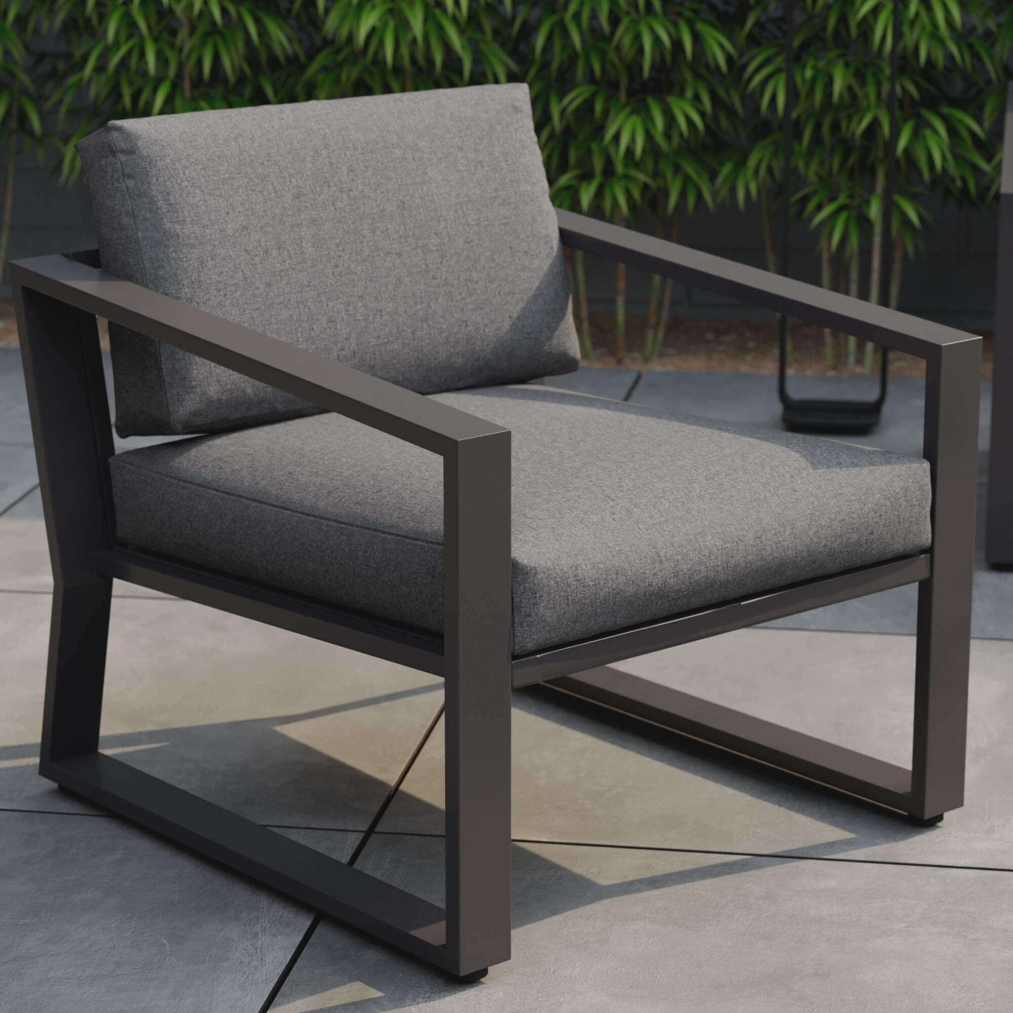 Salotto da giardino per 4 persone antracite Lyra NATERIALcon cuscini in poliestere grigio - 7