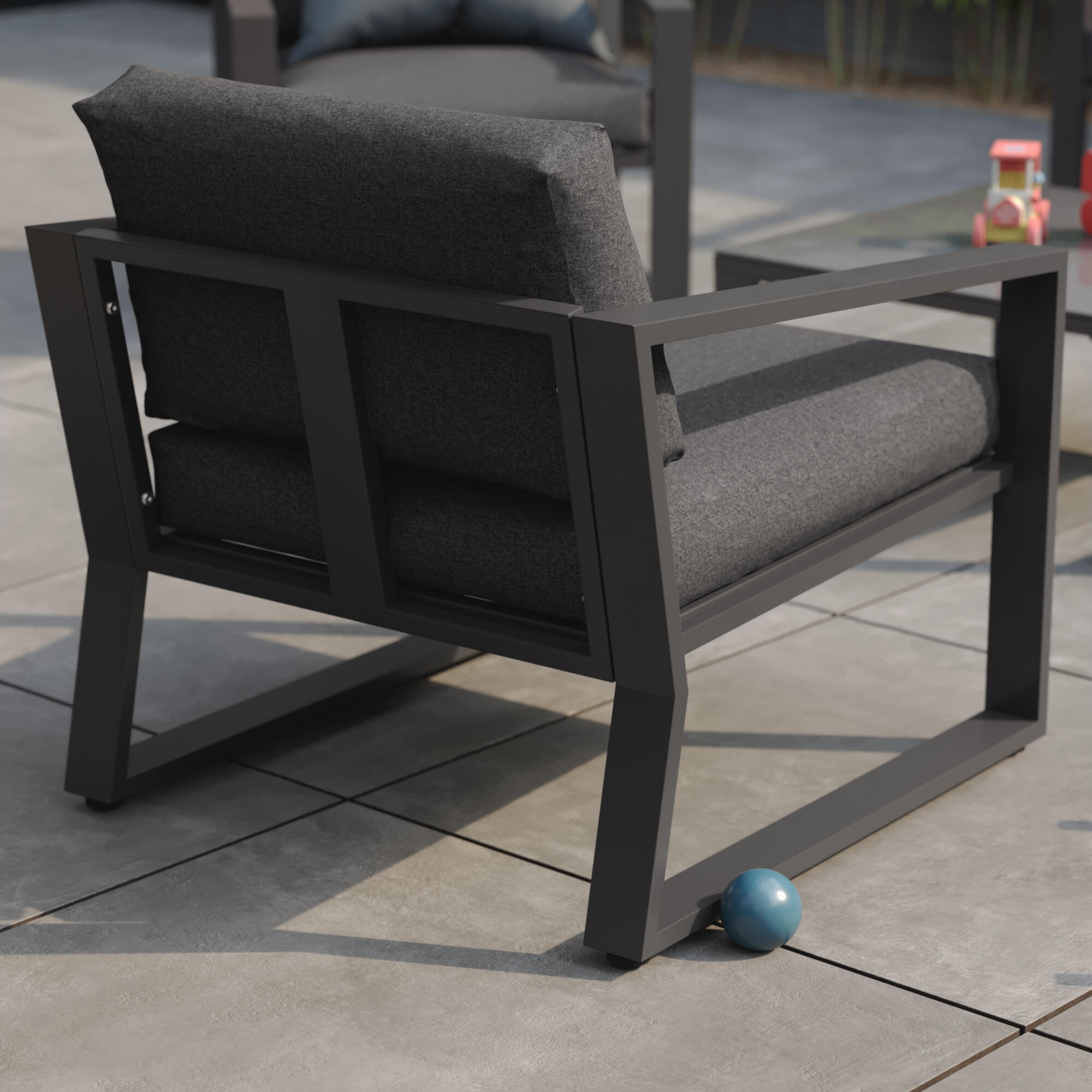 Salotto da giardino per 4 persone antracite Lyra NATERIALcon cuscini in poliestere grigio - 25