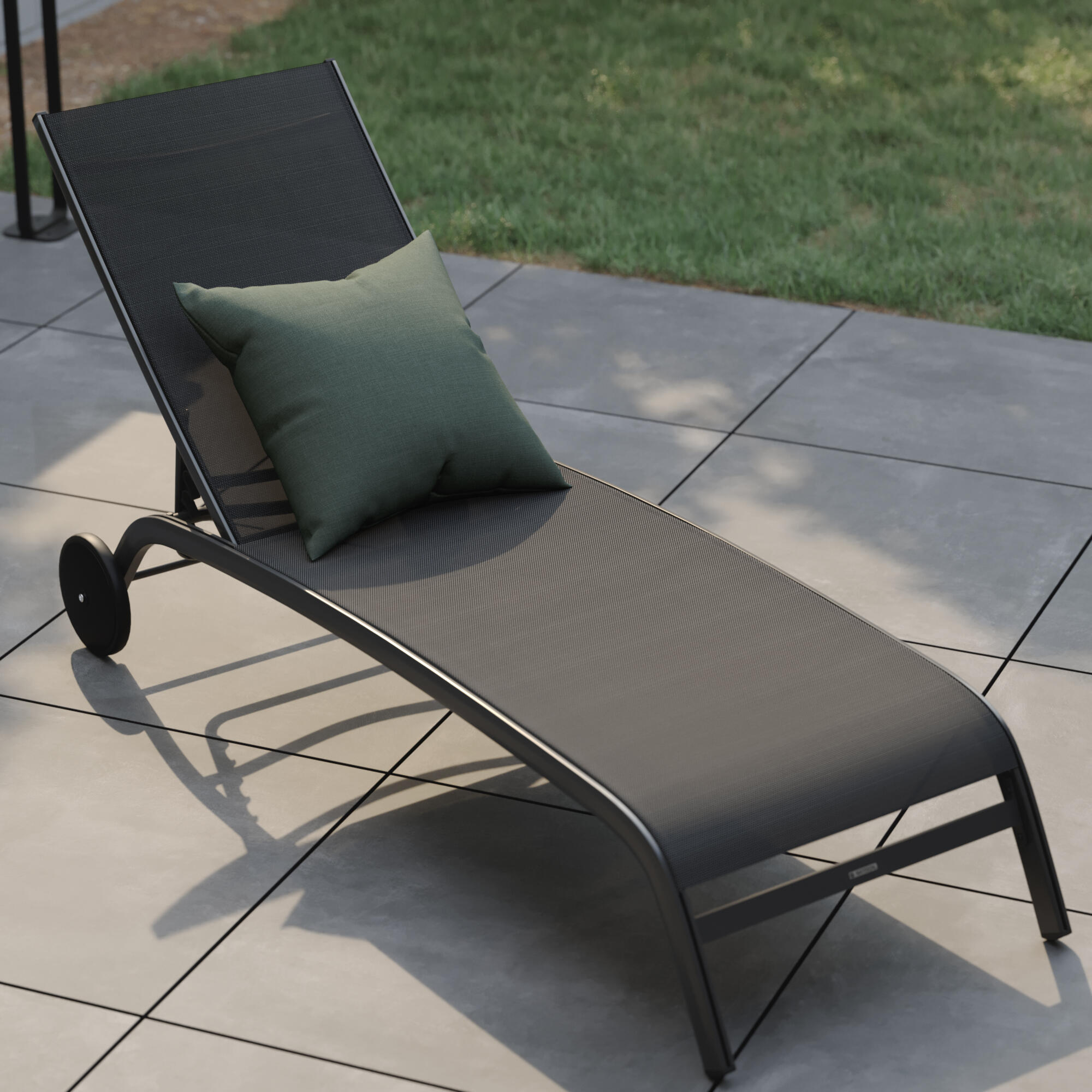 Lettino senza cuscino Lyra II NATERIAL in alluminio nero e seduta grigio - 12