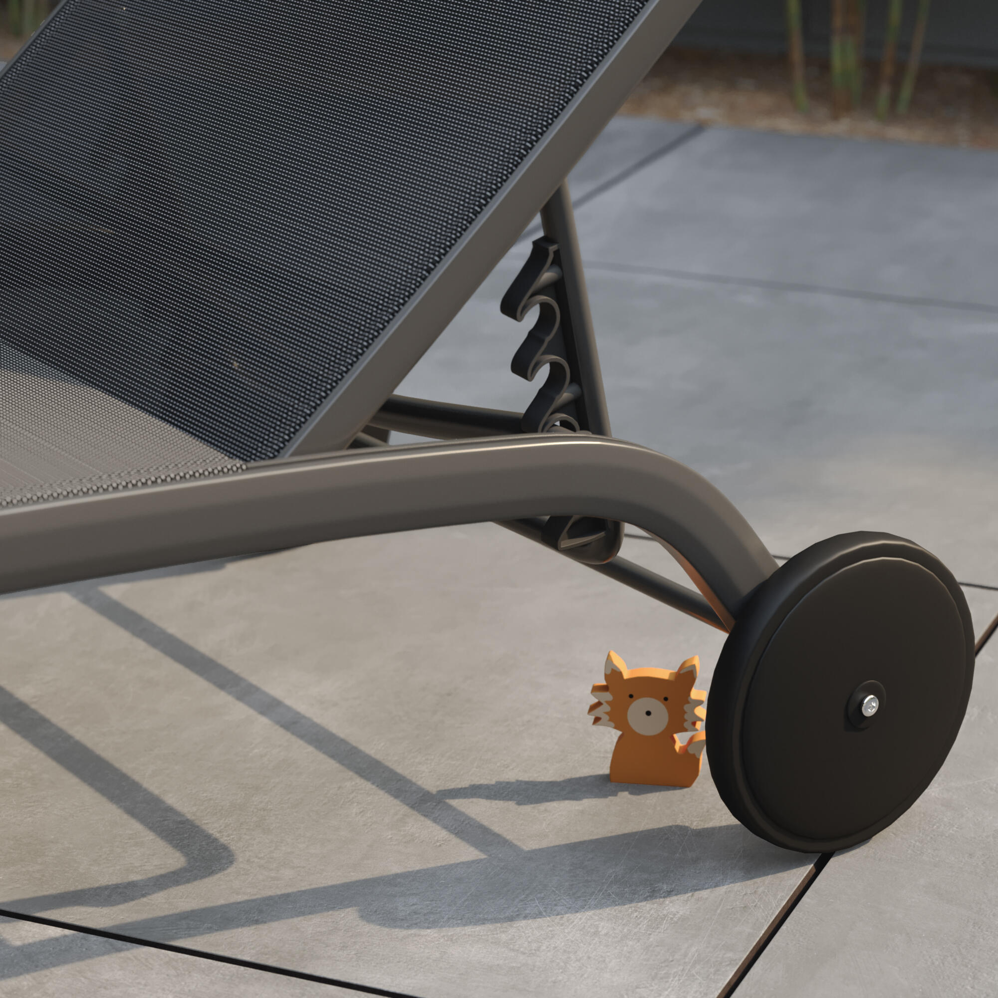 Lettino senza cuscino Lyra II NATERIAL in alluminio nero e seduta grigio - 11