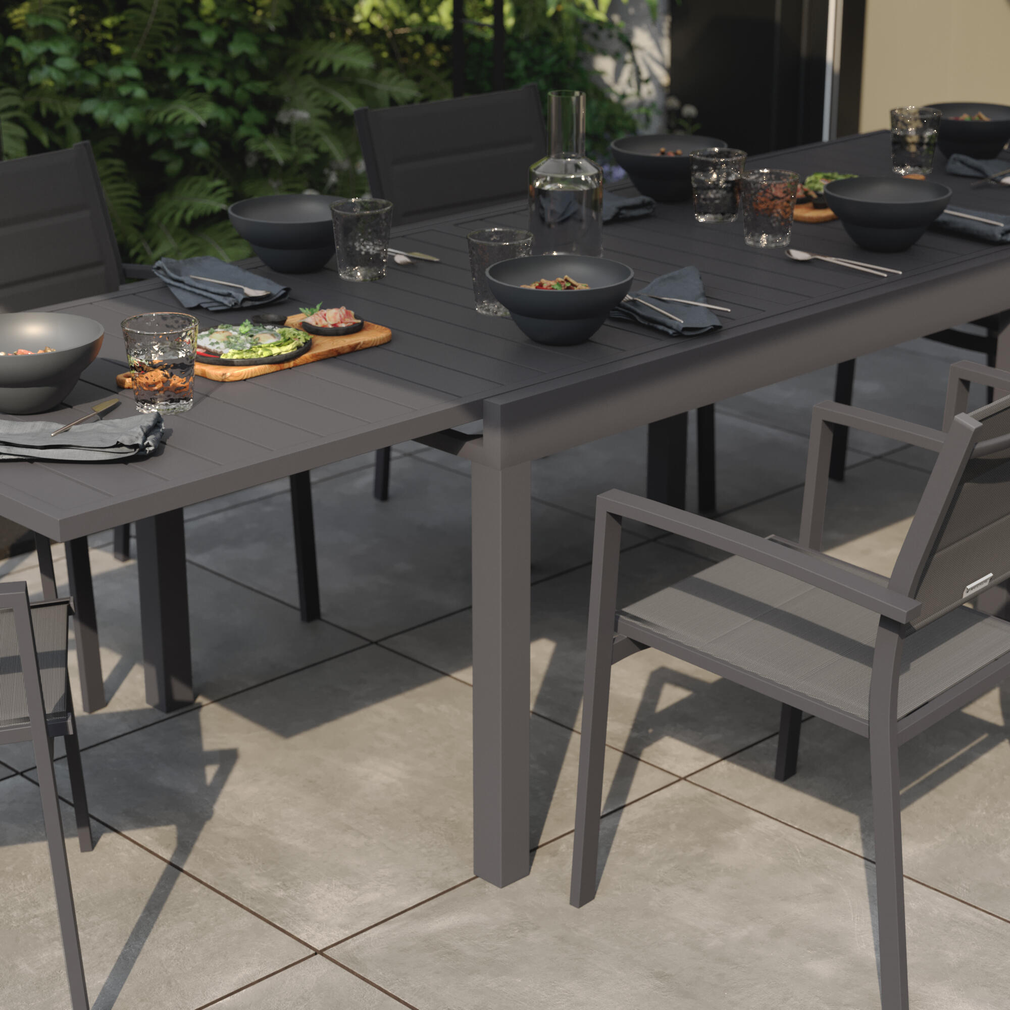 Table de jardin en aluminium anthracite 8 personnes Lyra II NATERIAL - 8