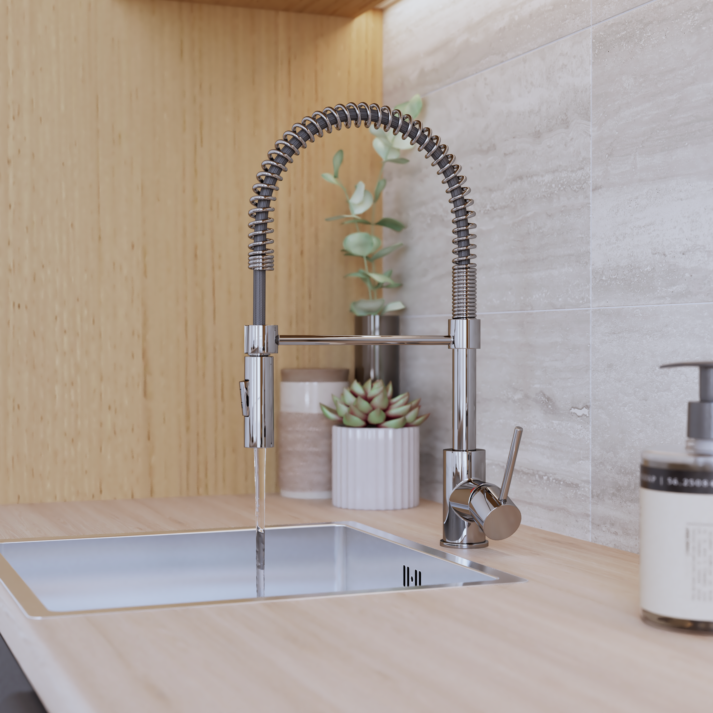 Torneira de bancada cano alto escovado em níquel cromada Delinia Tomas - 25