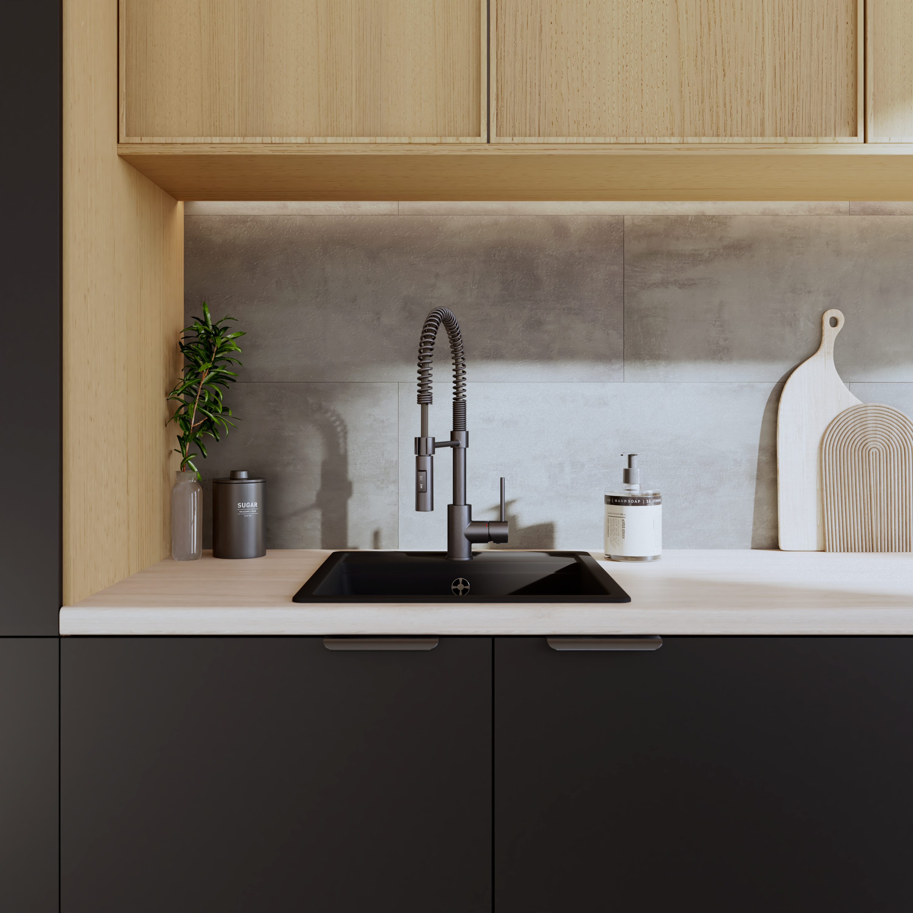 Robinet de cuisine avec douchette gun metal, Tomas, DELINIA - 10