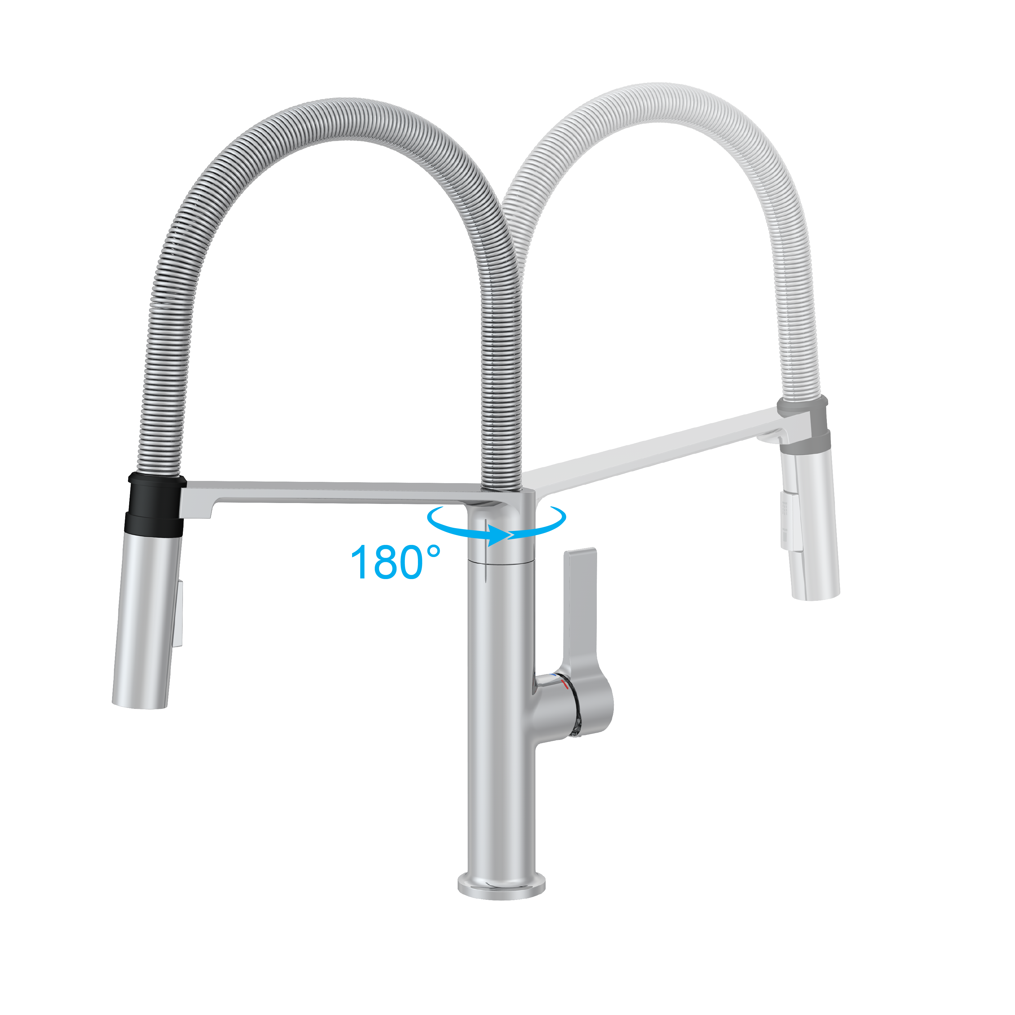 Bateria kuchenna z wyciąganą wylewką U 49 cm Deli Olly Chrom Delinia - 10