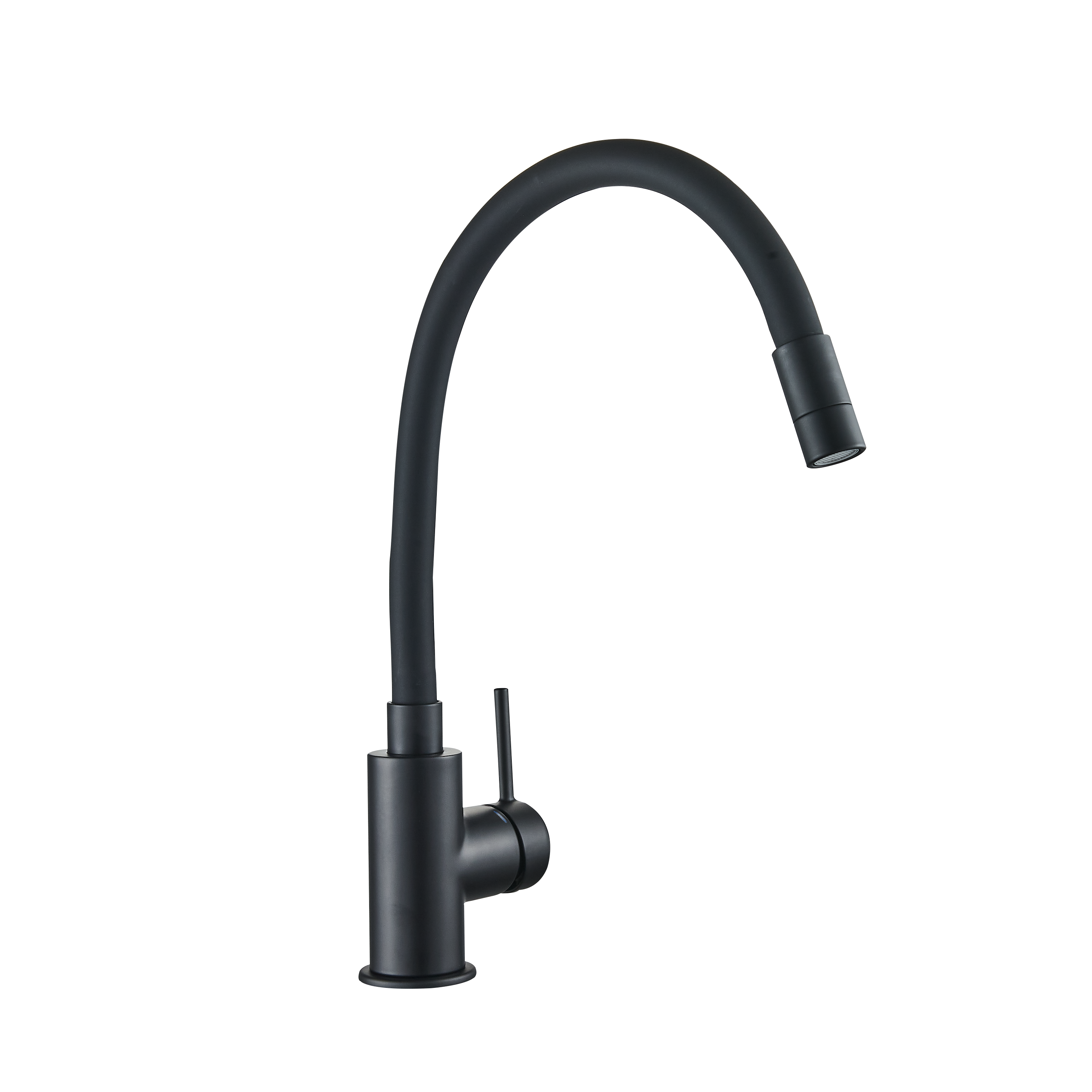 Grifo de cocina monomando caño alto flexible delinia eleki negro
