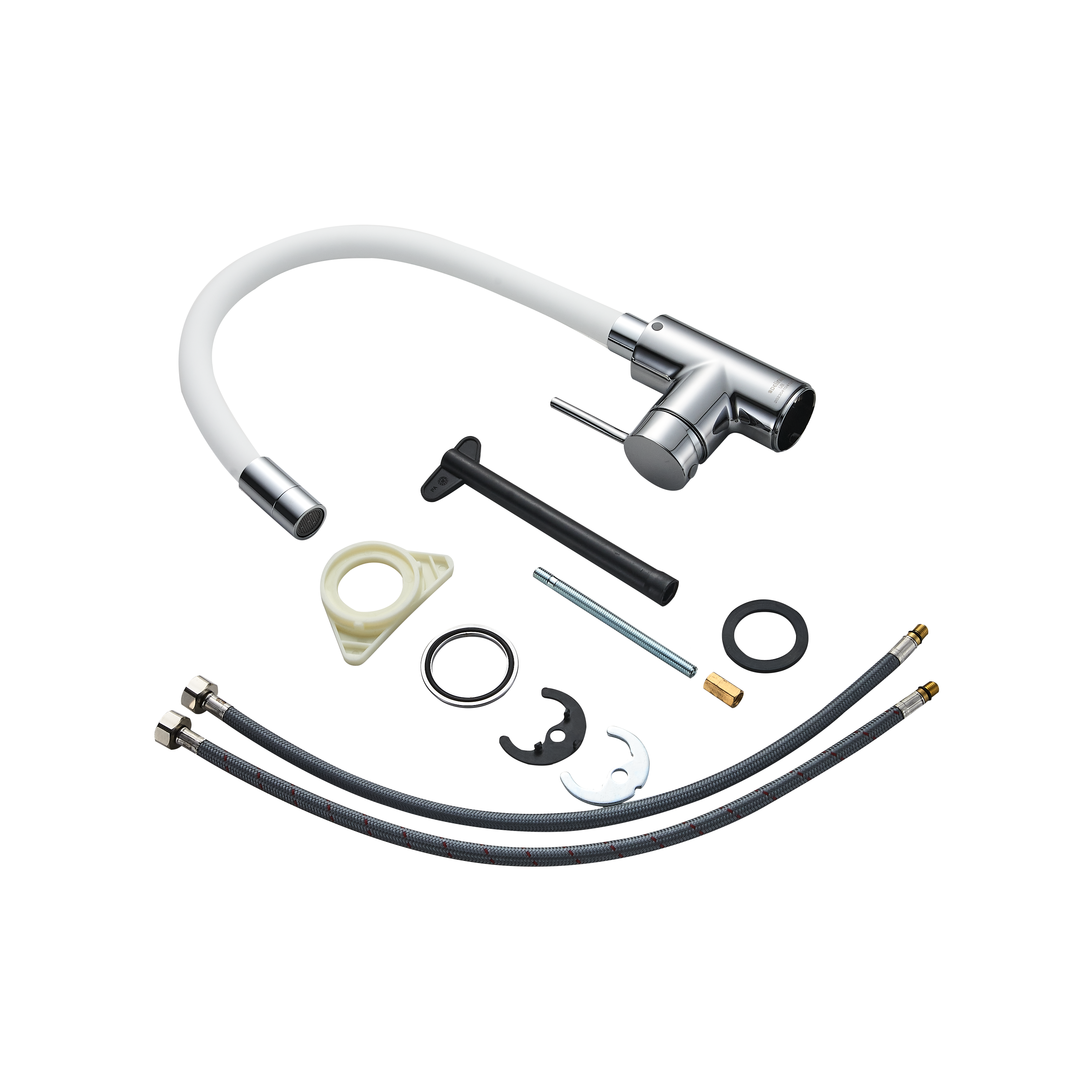 Rubinetto da cucina elastico flessibile Eleki bianco cromato lucido DELINIA - 7