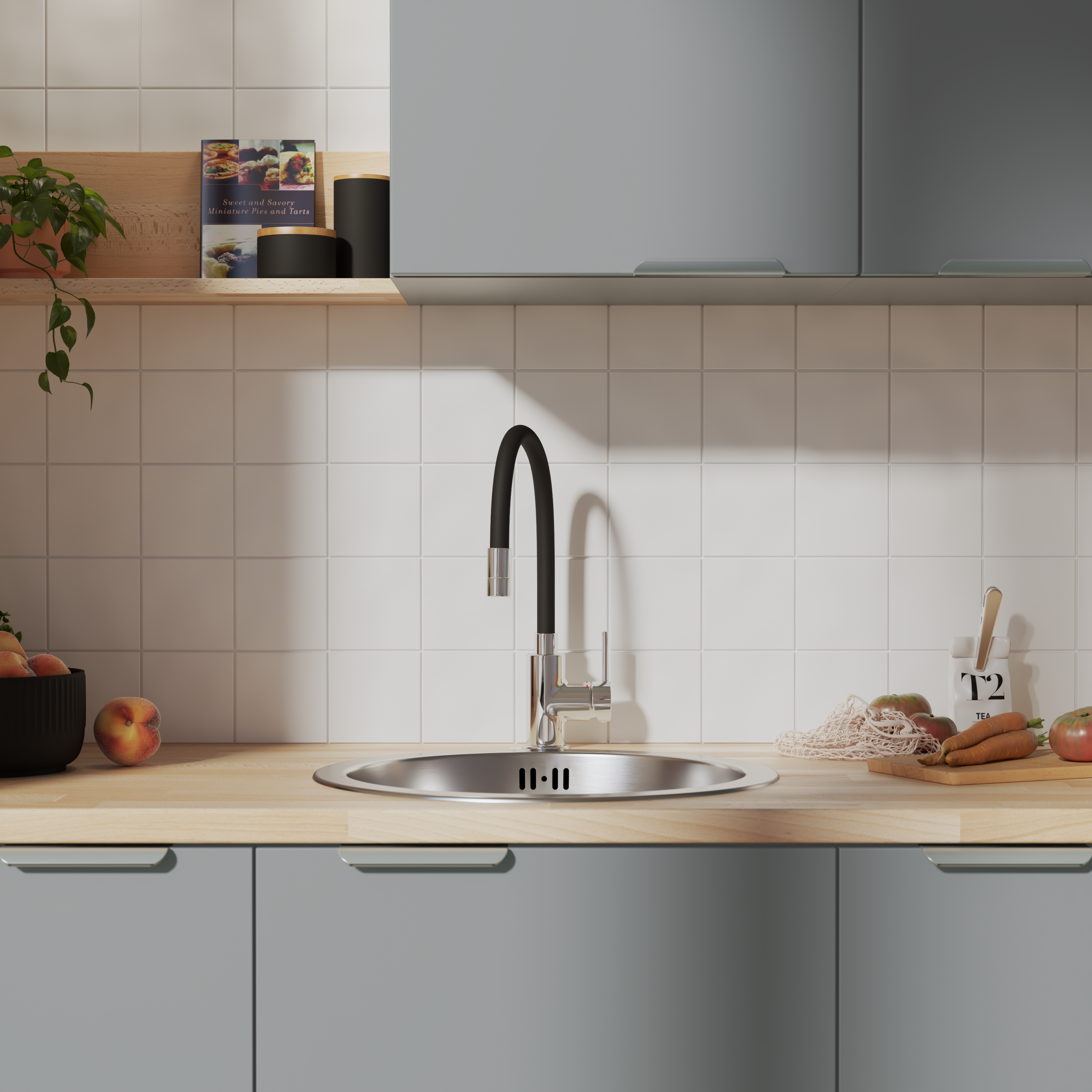 Robinet de cuisine avec bec flexible DELINIA Eleki noir / chrome - 8