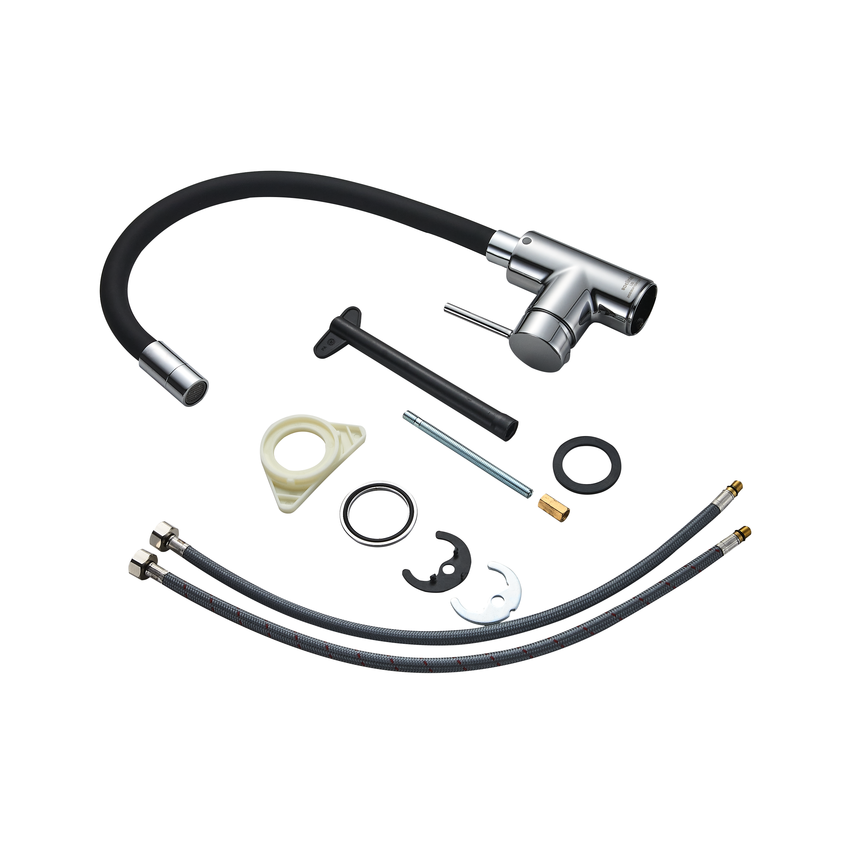 Robinet de cuisine avec bec flexible DELINIA Eleki noir / chrome - 5