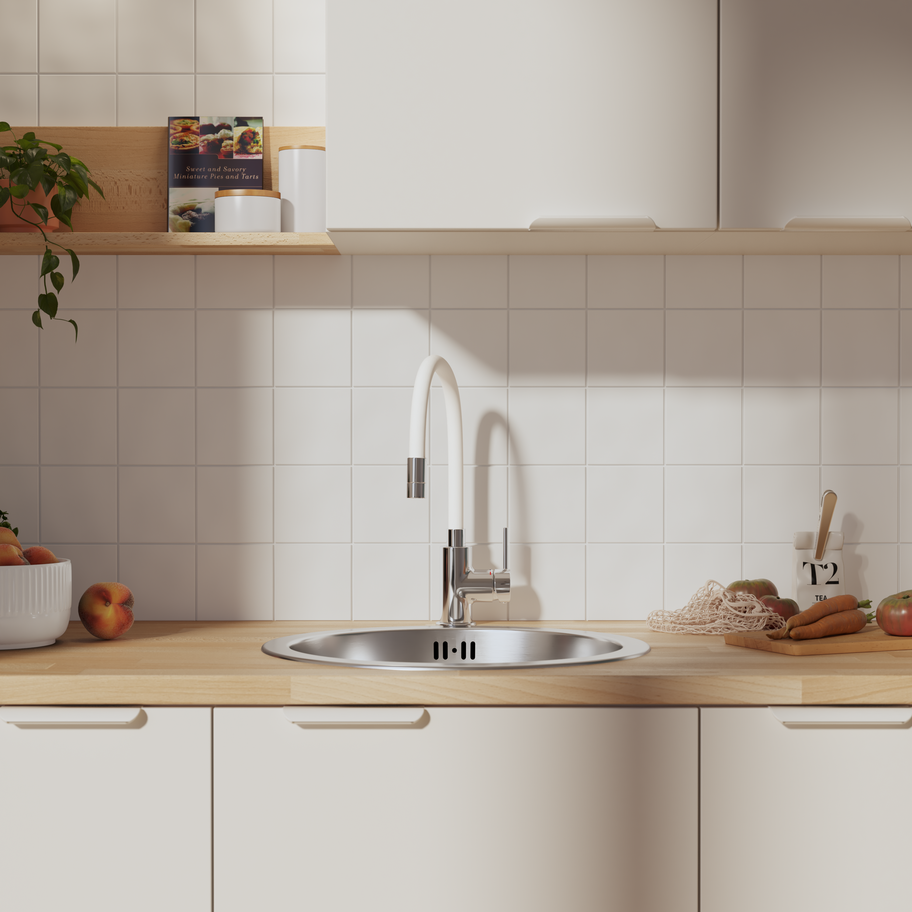 Rubinetto da cucina elastico flessibile Eleki bianco cromato lucido DELINIA - 3