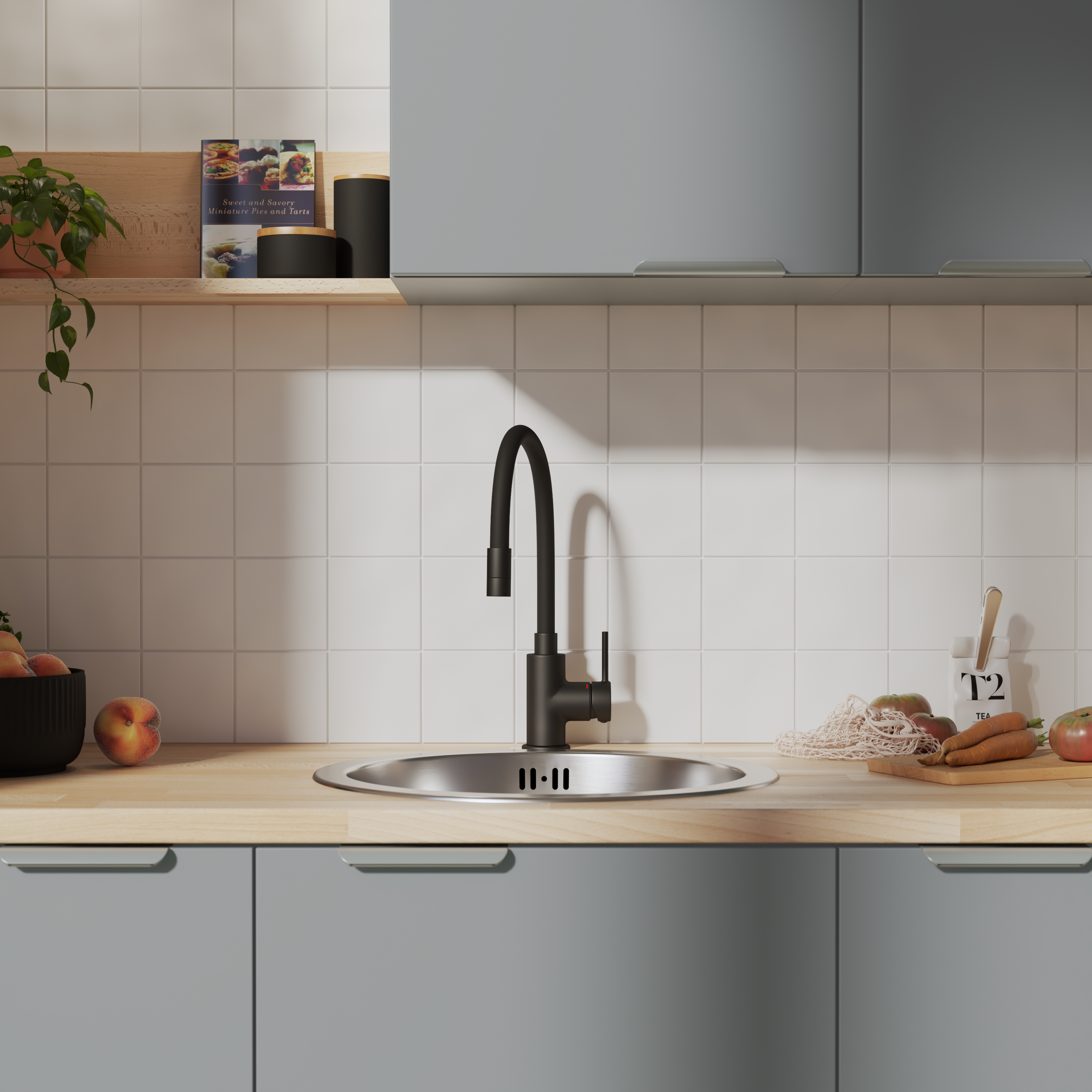 Robinet de cuisine avec bec flexible DELINIA Eleki noir - 4