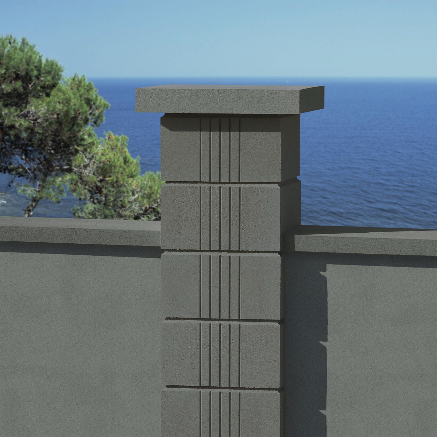 Chapeau de pilier plat STRIAS en béton anthracite, 40 x 40 x 6 - 2